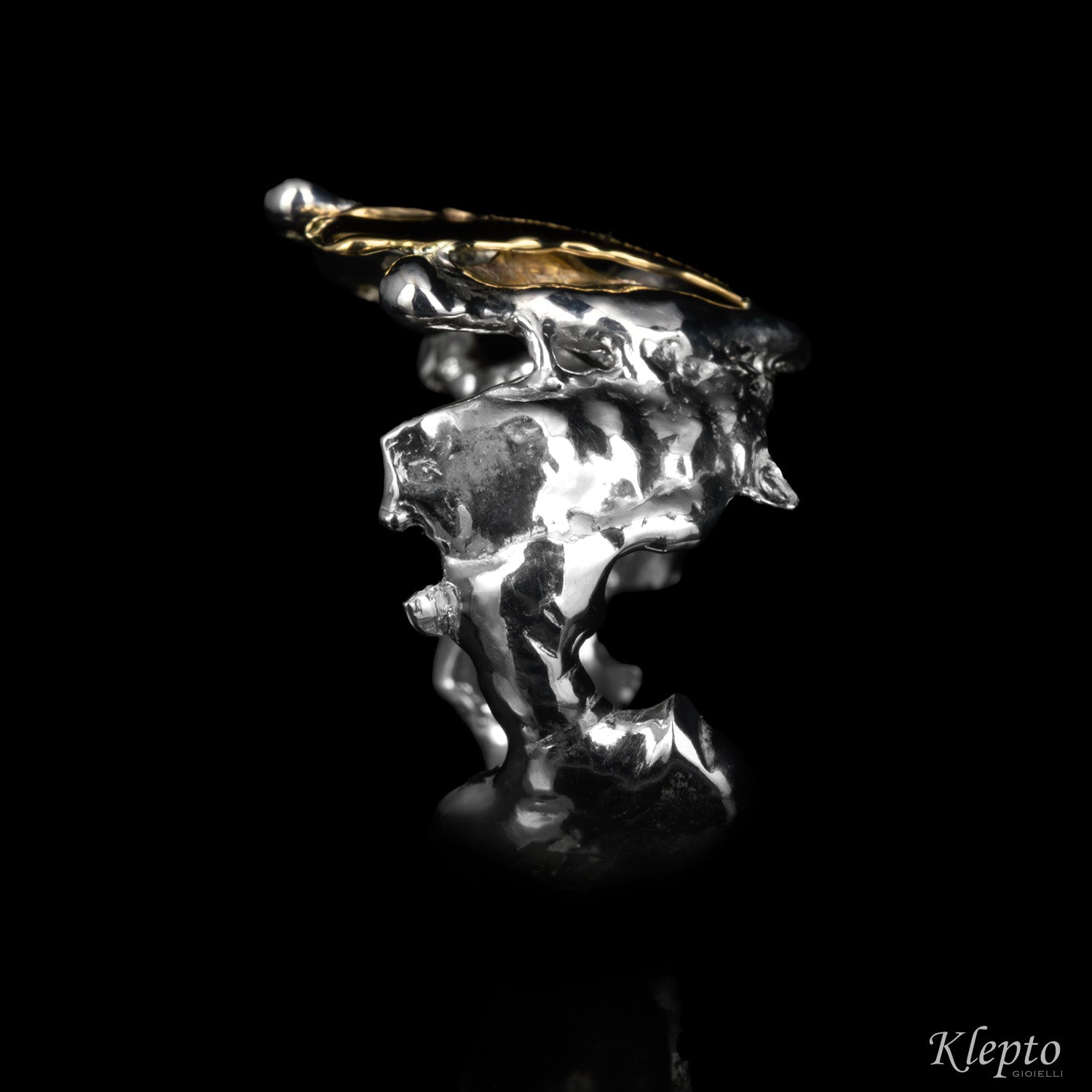 Anello in Argento Silnova® e oro giallo
