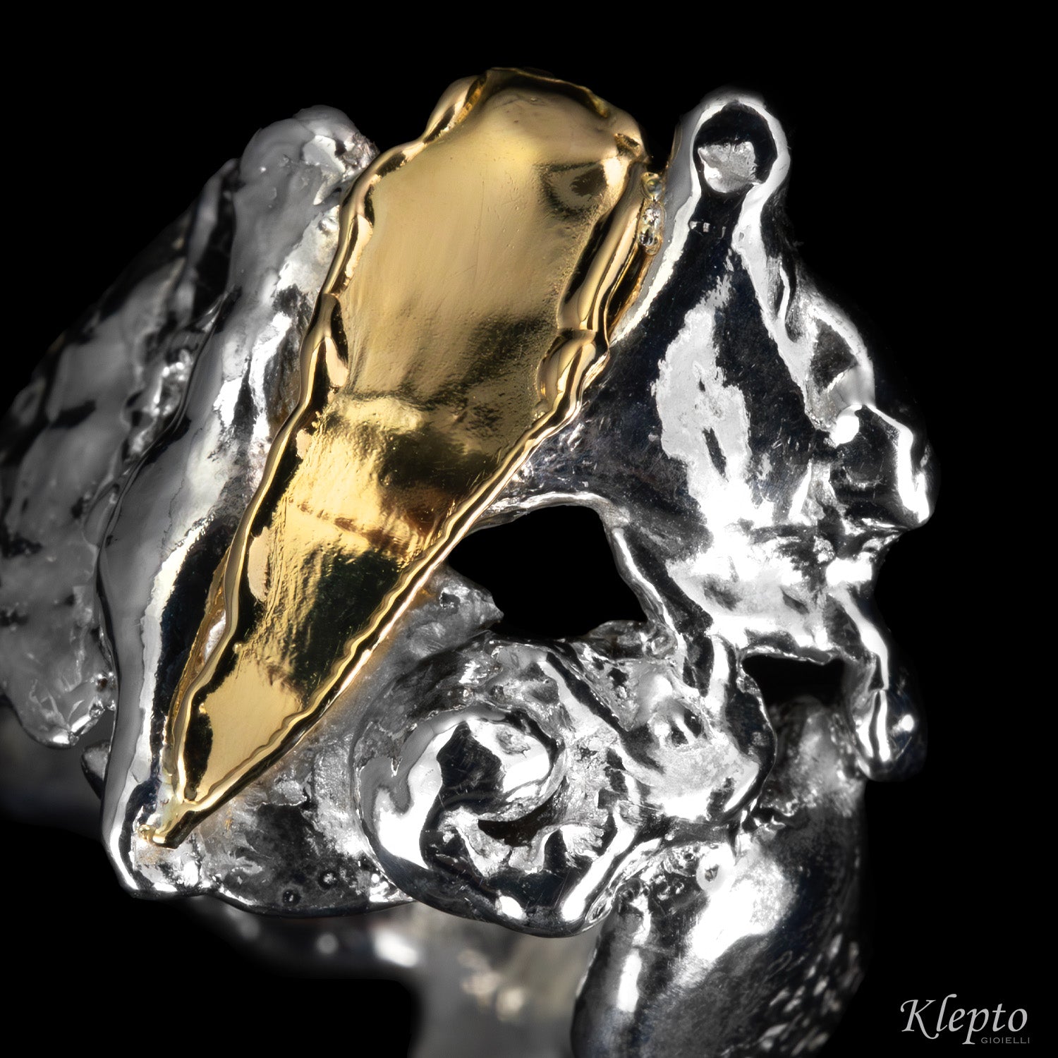 Anello in Argento Silnova® e oro giallo