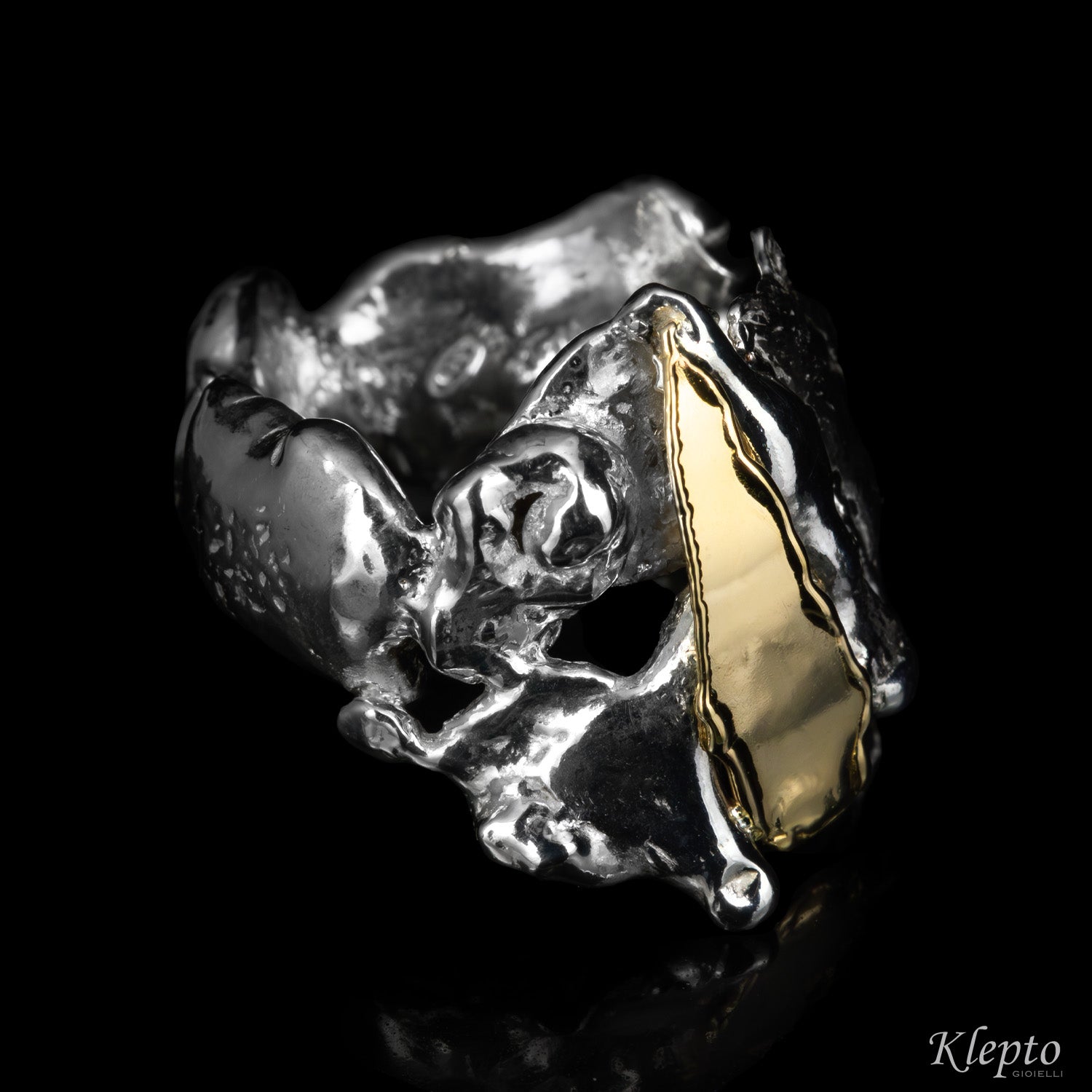 Anello in Argento Silnova® e oro giallo