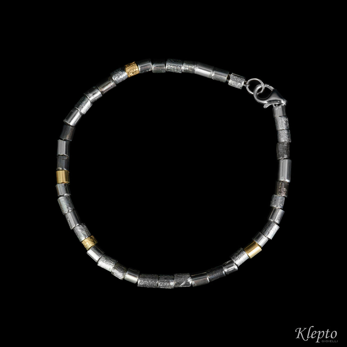 Bracciale in Argento Silnova® con dettagli in oro giallo e bruniti