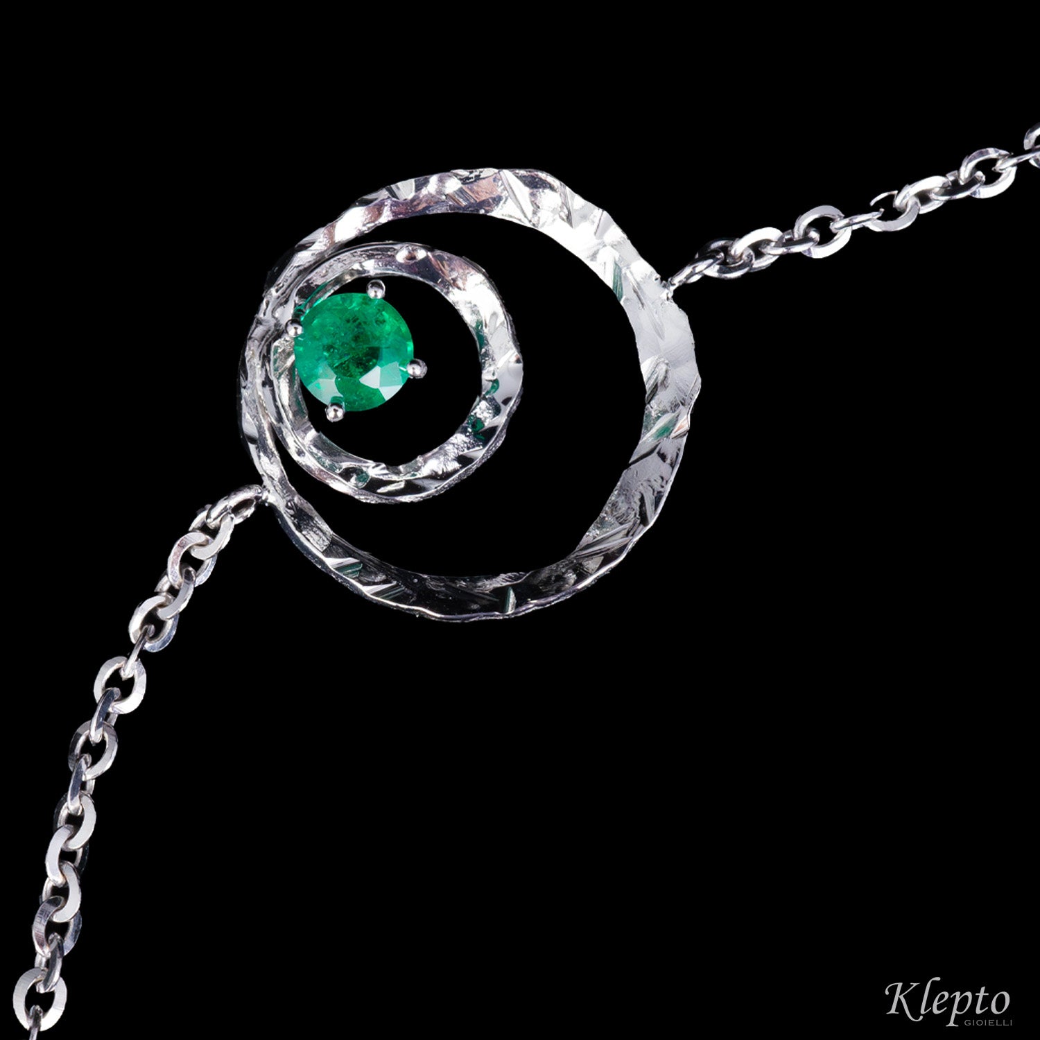 Bracciale in oro bianco "Pulsar" con Smeraldo