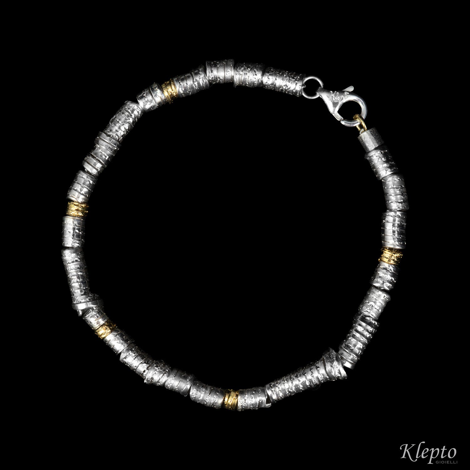 Bracciale in Argento Silnova® con elementi in oro giallo