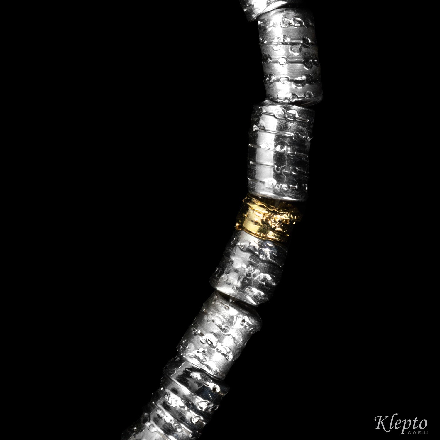 Bracciale in Argento Silnova® con elementi in oro giallo