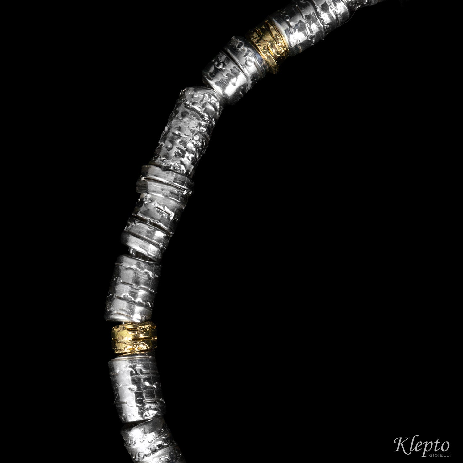 Bracciale in Argento Silnova® con elementi in oro giallo