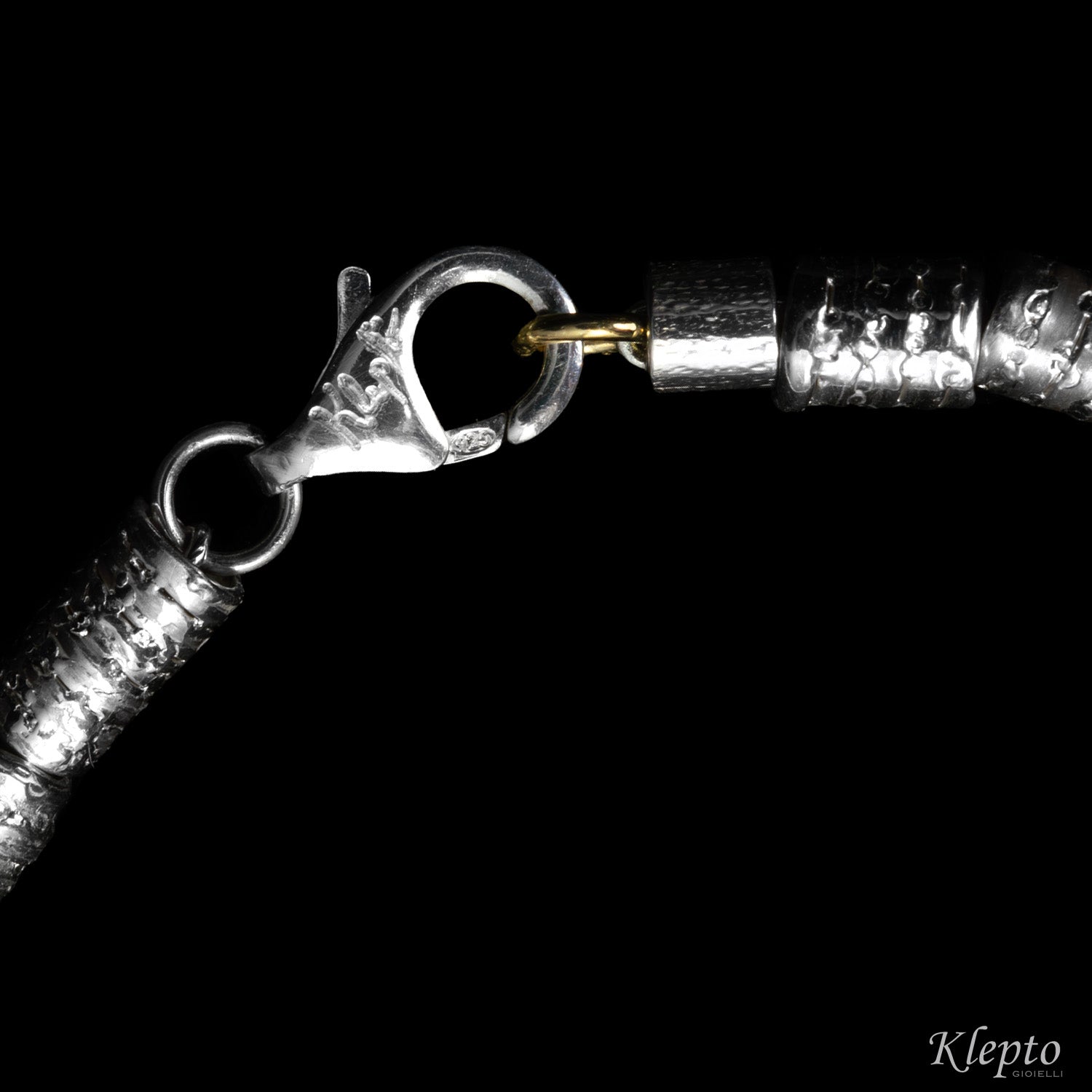 Bracciale in Argento Silnova® con elementi in oro giallo