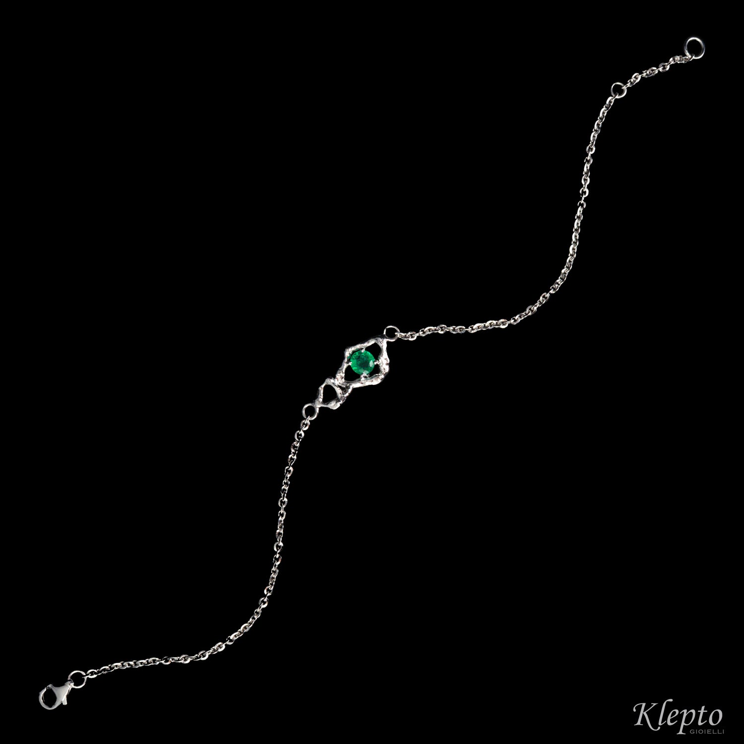 Bracciale in oro bianco "Pepita" con Smeraldo