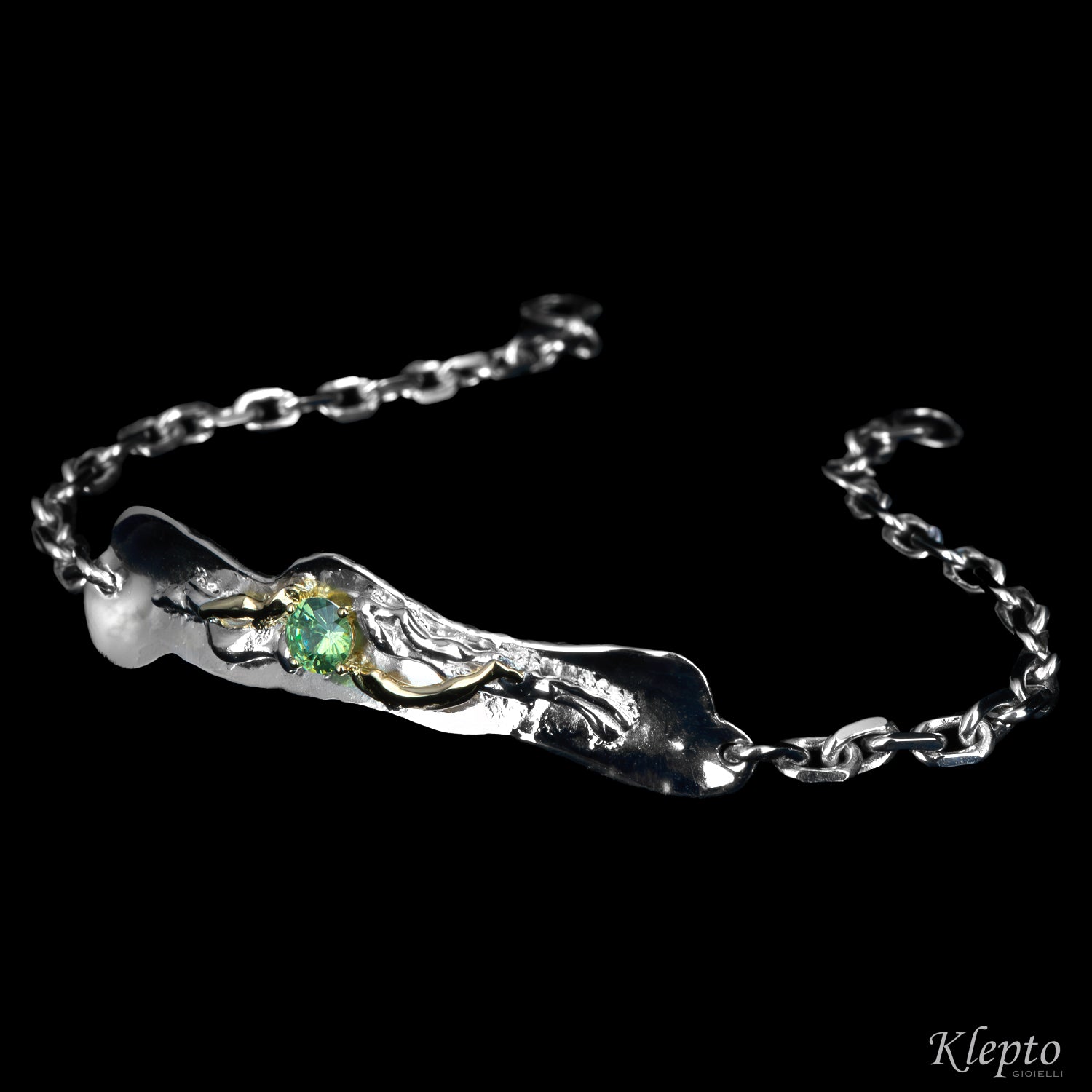 Bracciale in Argento Silnova® con Dematoide e dettagli in oro giallo