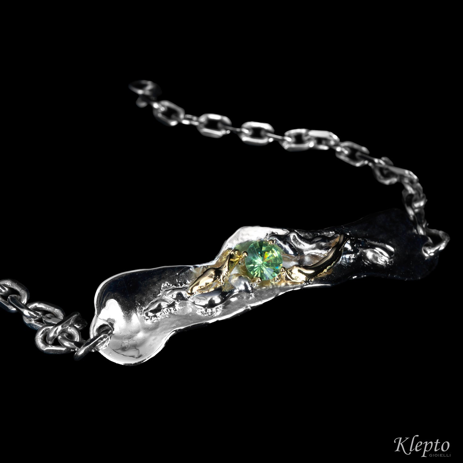 Bracciale in Argento Silnova® con Dematoide e dettagli in oro giallo