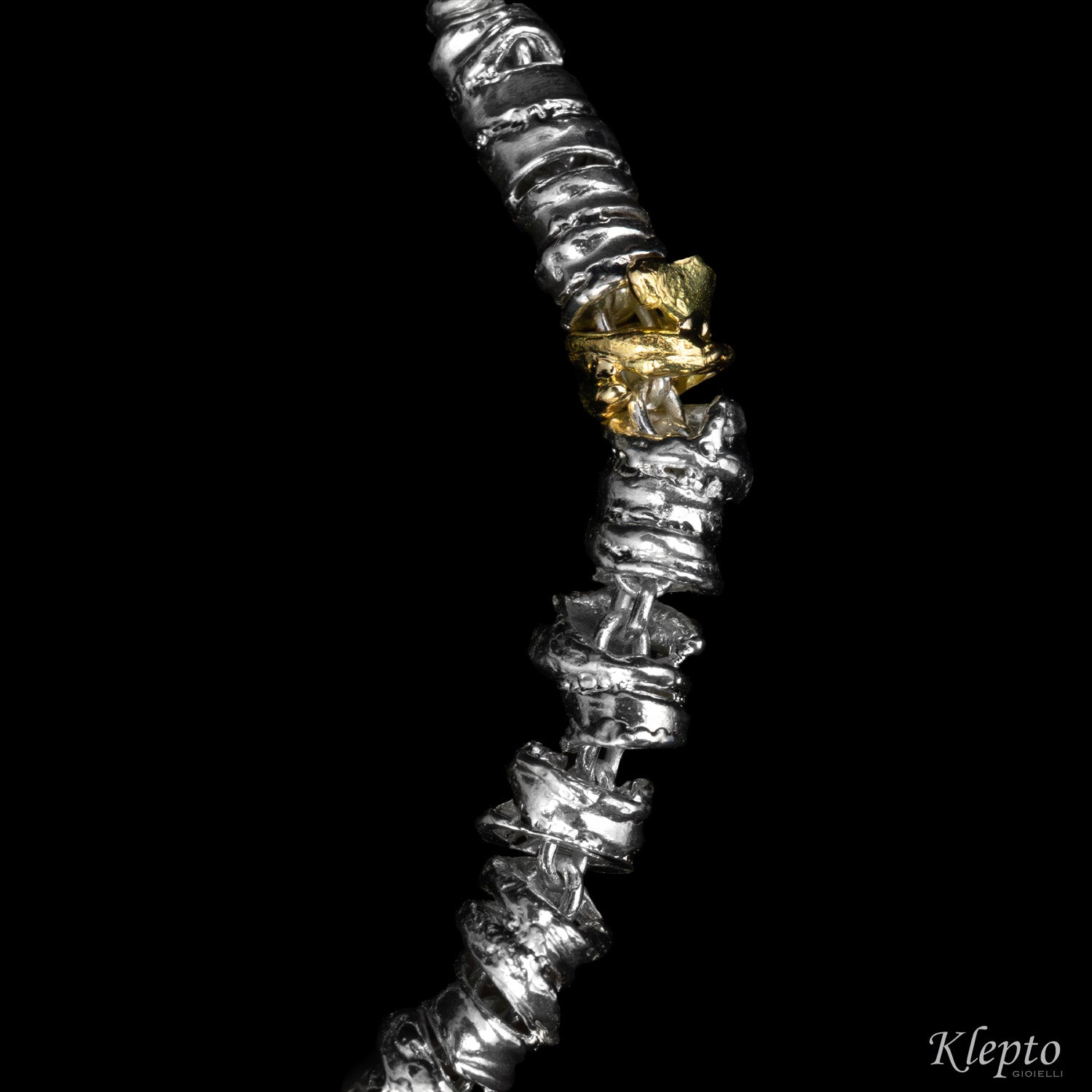 Bracciale in Argento Silnova® con elementi in oro giallo