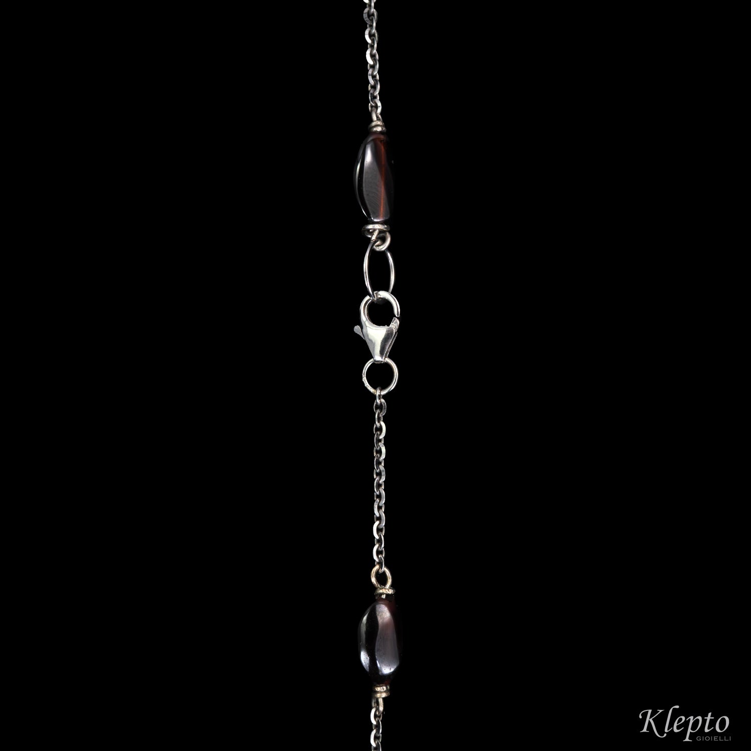 Collana in oro bianco "Chanel" con Tormaline, Zaffiri, Rubini e Granati