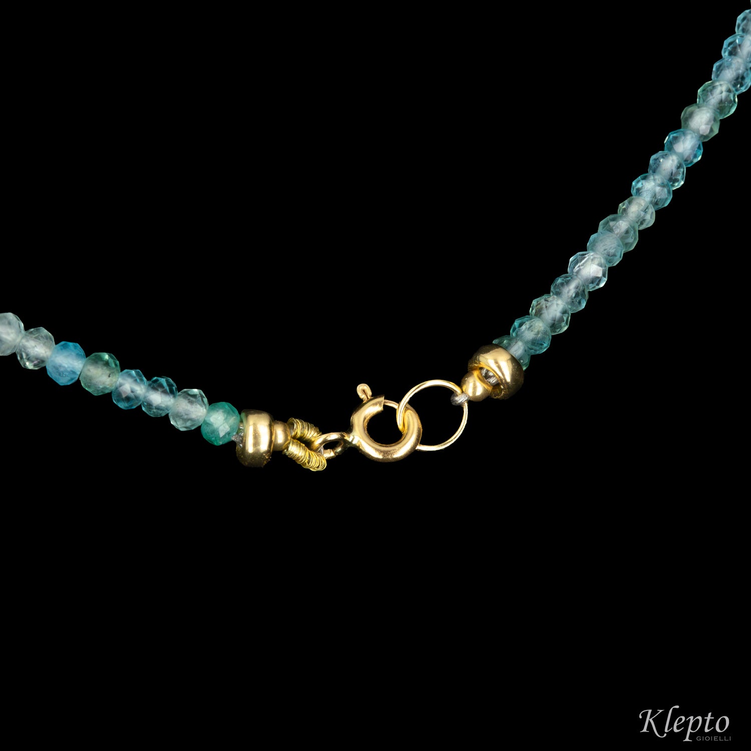 Collana Nappa in oro giallo con Amazzonite, Iolite, Tanzanite e Pietra di luna