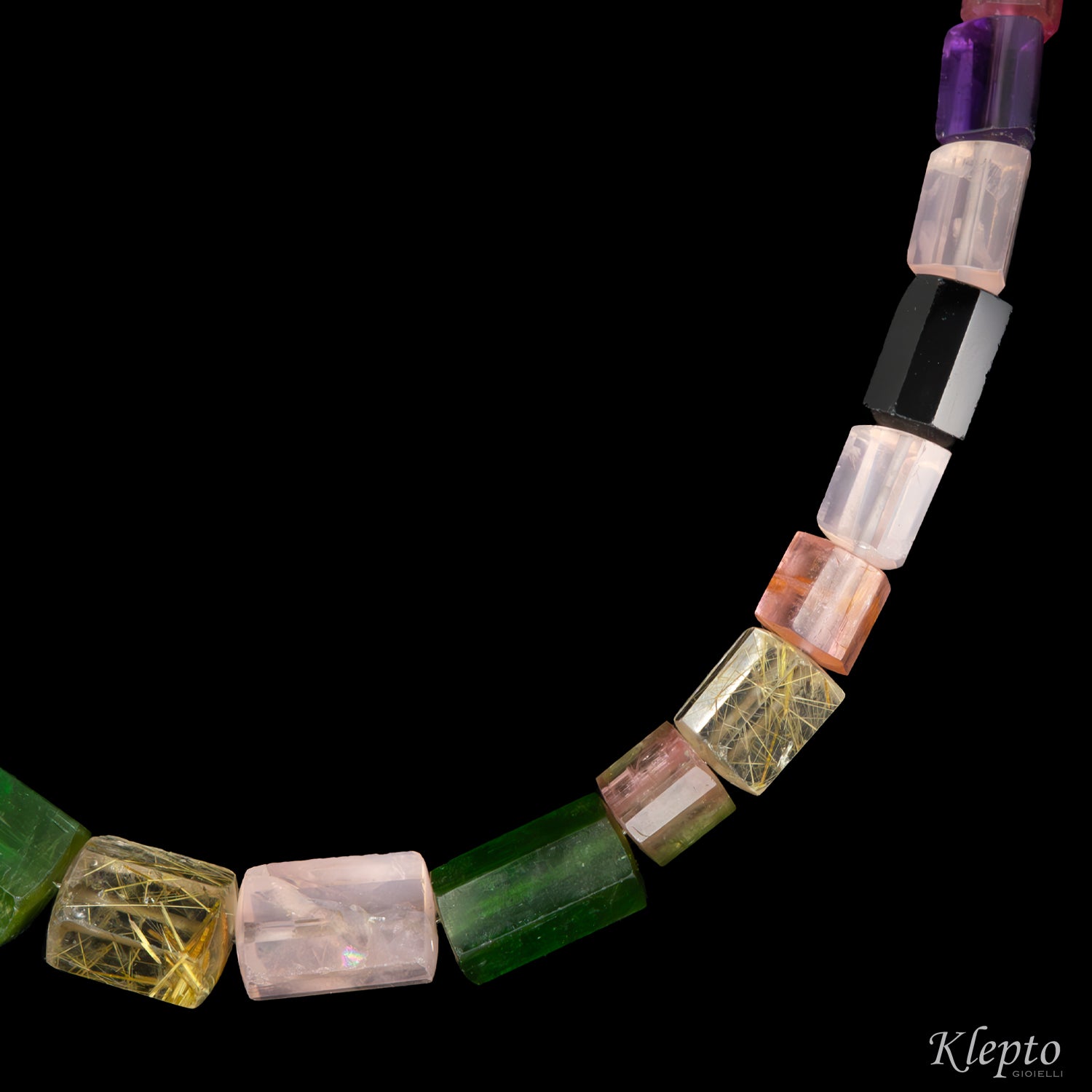 Collana girocollo con Tormaline e Quarzo rutilato
