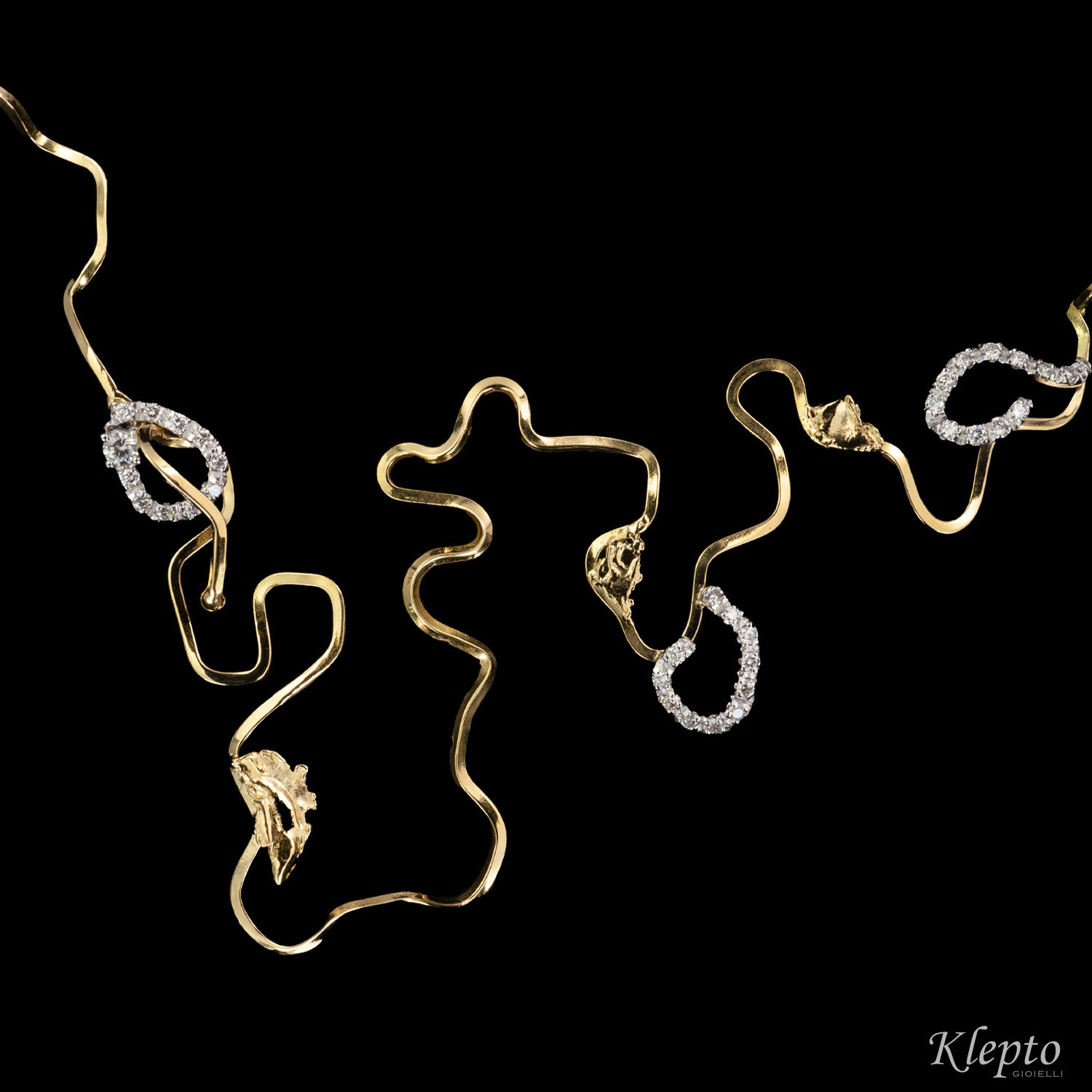 Collier in oro giallo e bianco "EleKtro" con Diamanti