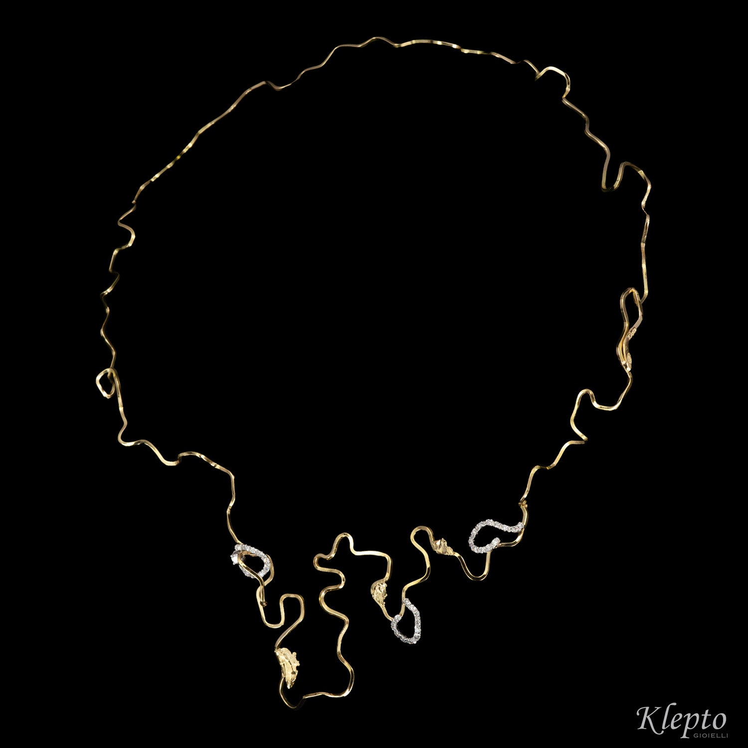 Collier in oro giallo e bianco "EleKtro" con Diamanti