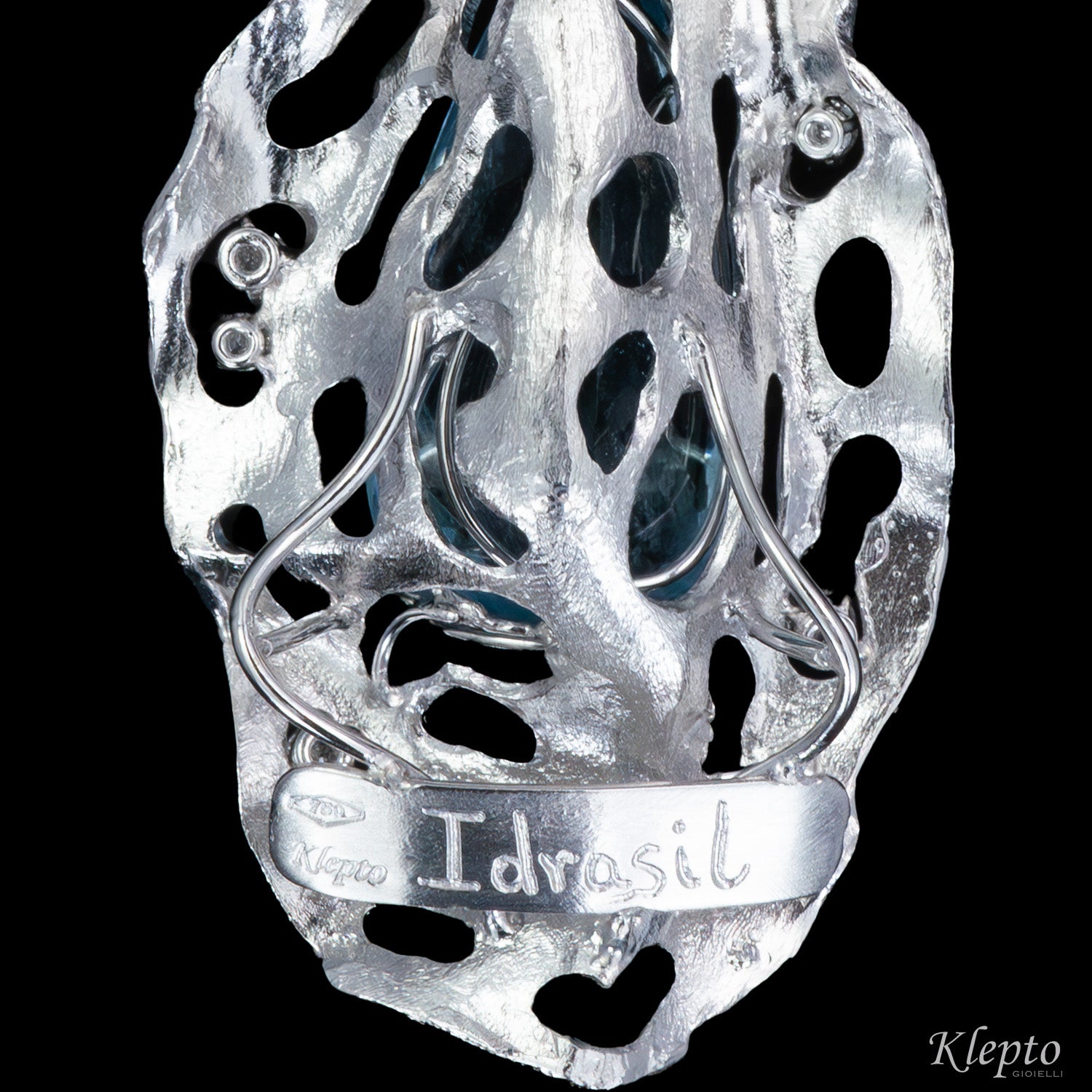 Collier in oro bianco "Idrasil" con Acquamarina e Diamanti