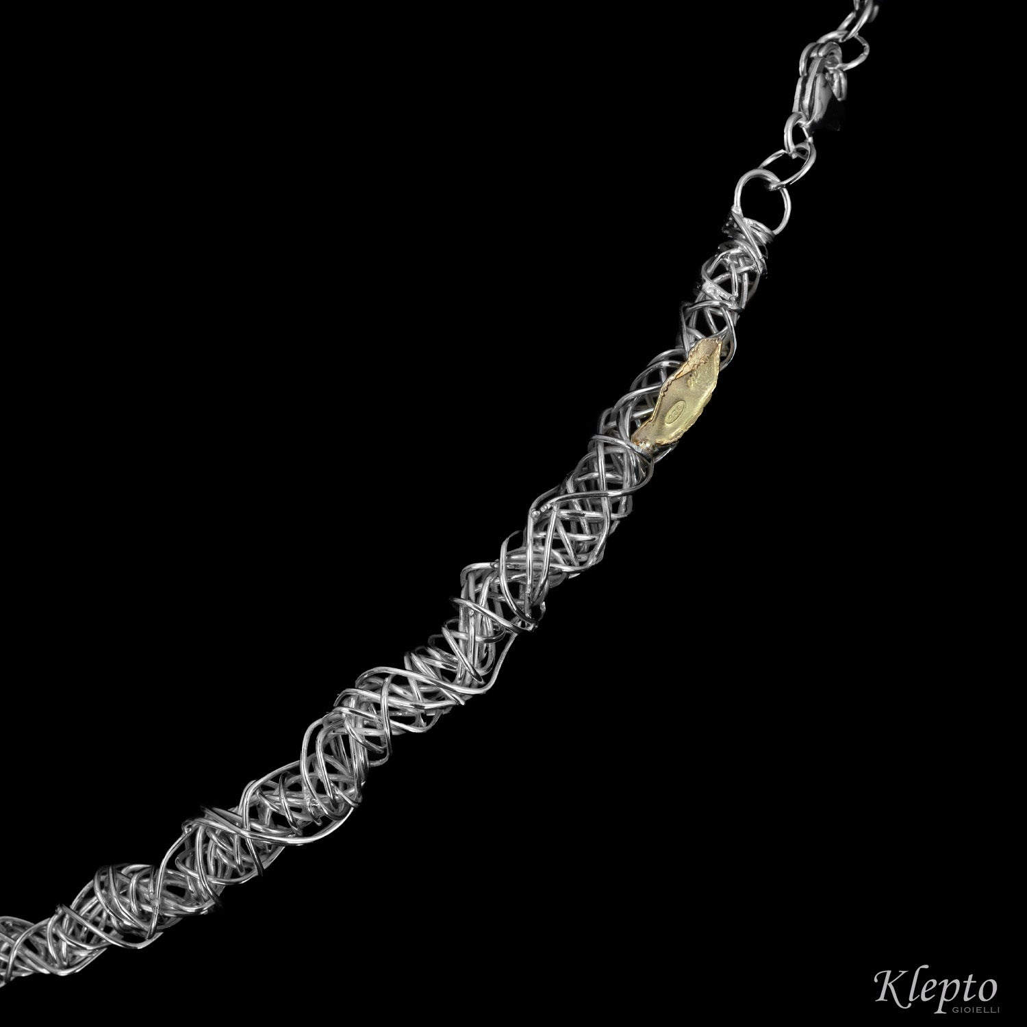 Collier in Argento Silnova® e dettaglio in oro giallo