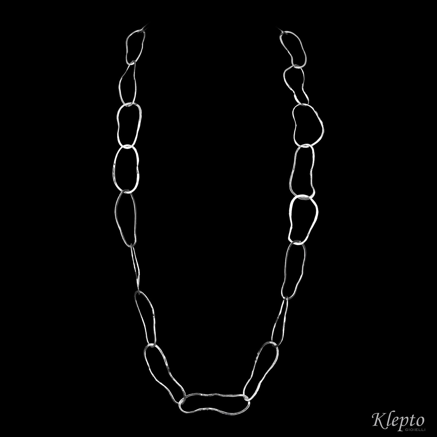 Collana in Argento Silnova® ad anelli martellati