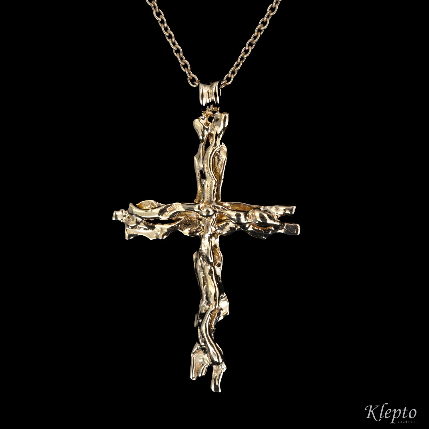 Pendente in oro Croce fusa a fiamma