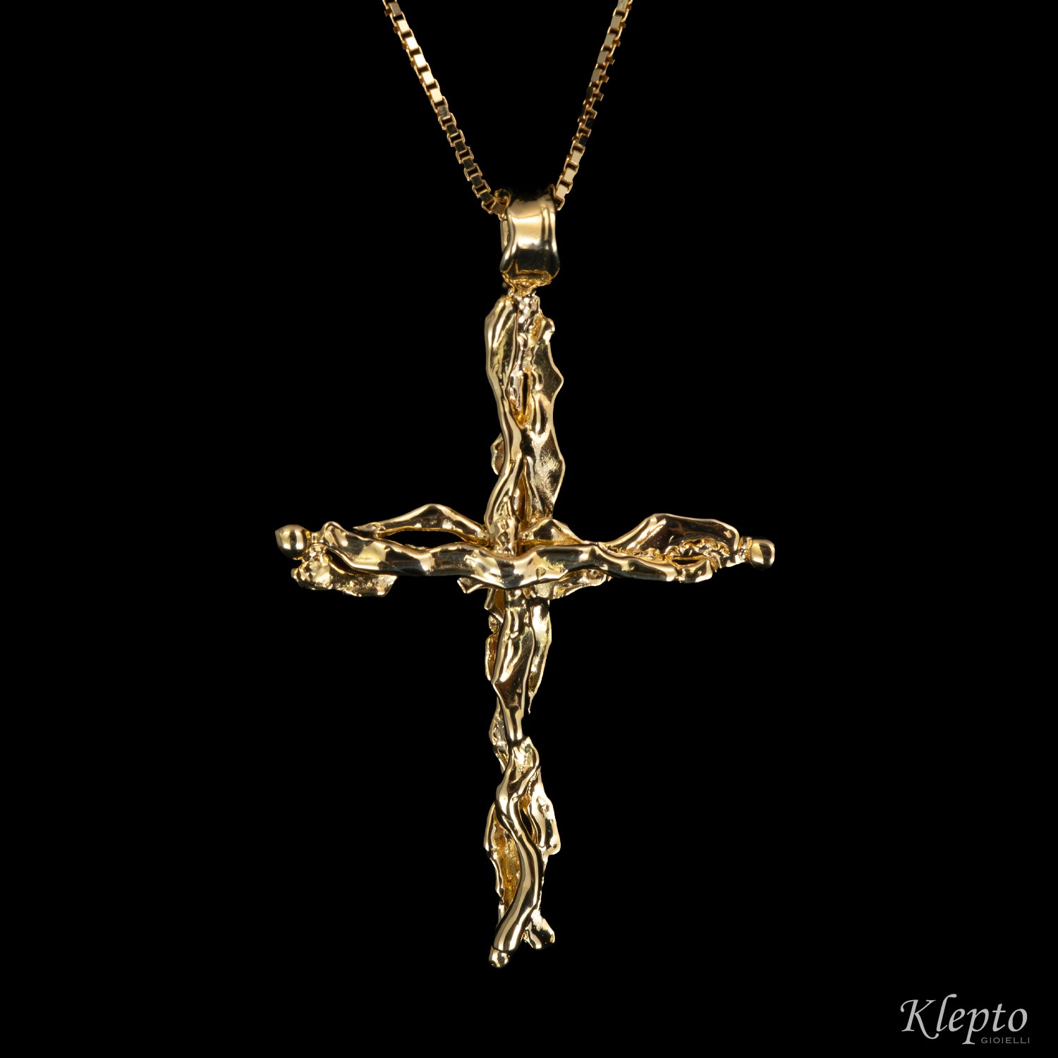 Pendente in oro Croce fusa a fiamma