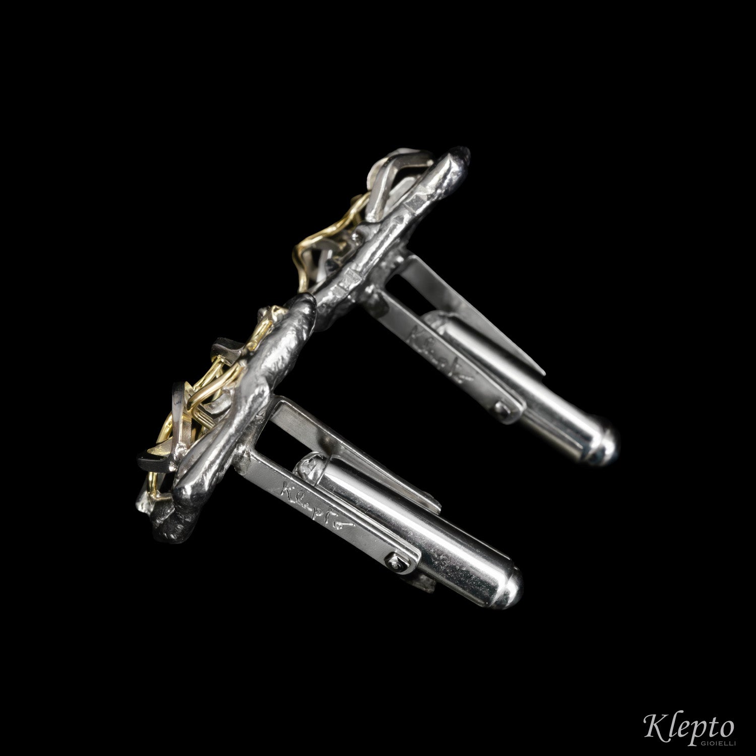 Gemelli in Argento Silnova® e dettagli in oro giallo