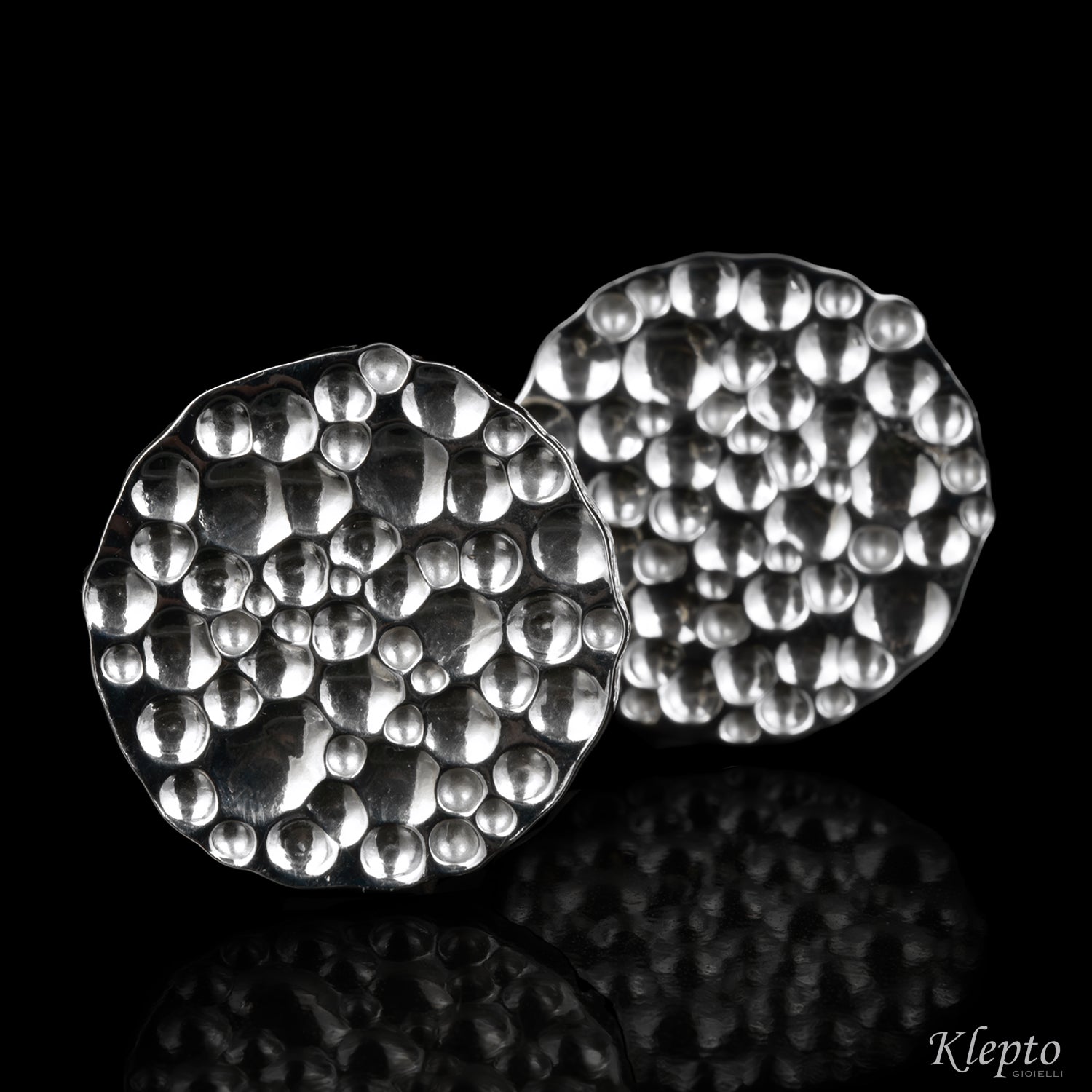 Gemelli in Argento Silnova® tondi martellati