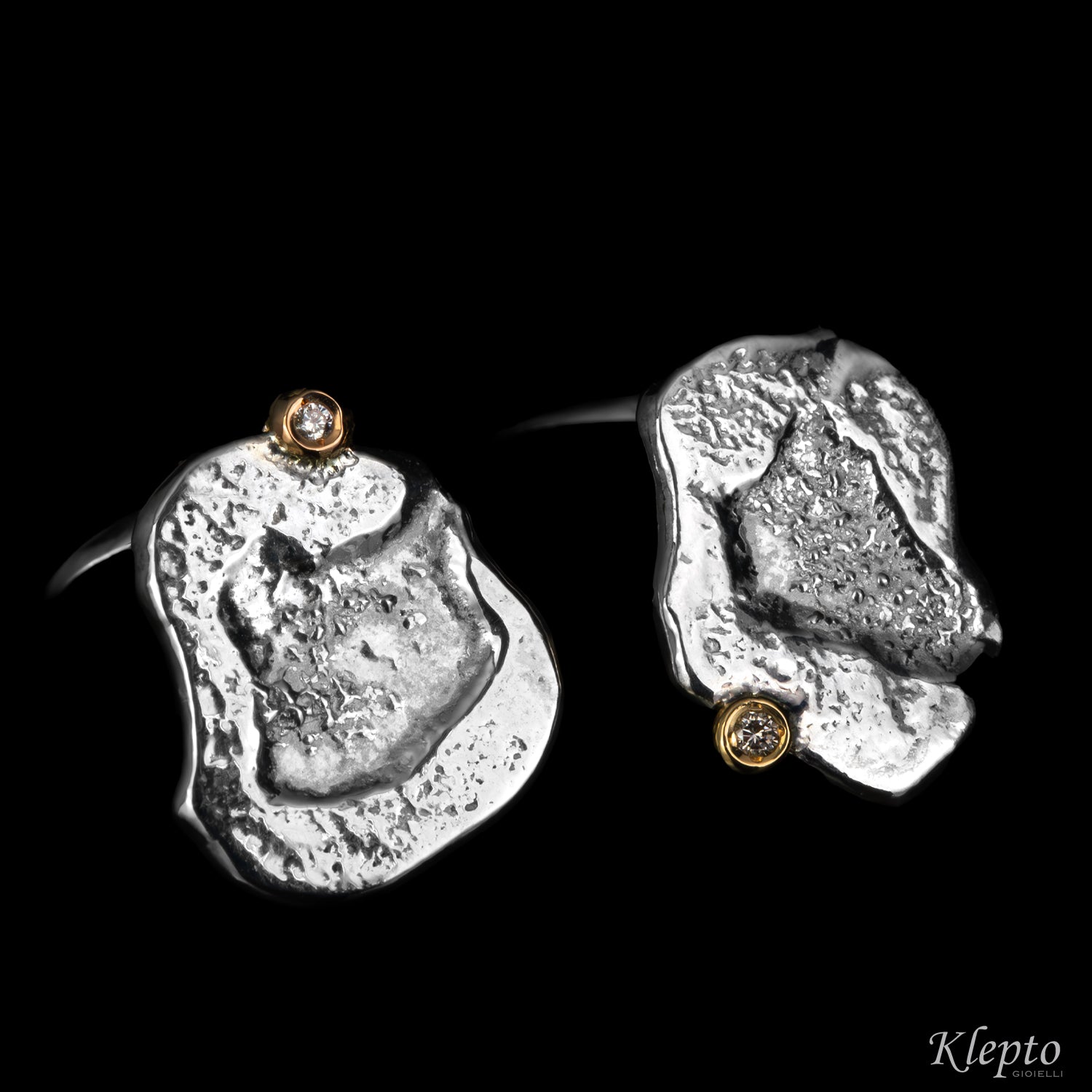 Gemelli in Argento Silnova® con Diamanti e dettagli in oro giallo e rosa