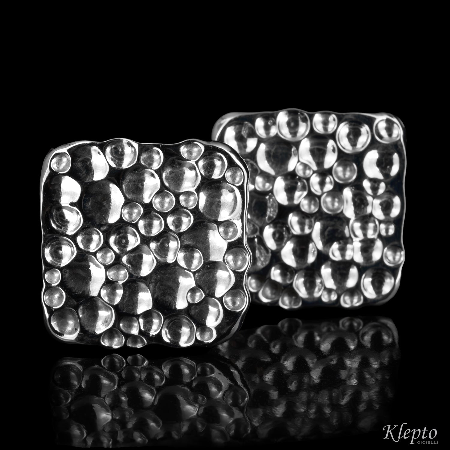 Gemelli in Argento Silnova® quadrati martellati