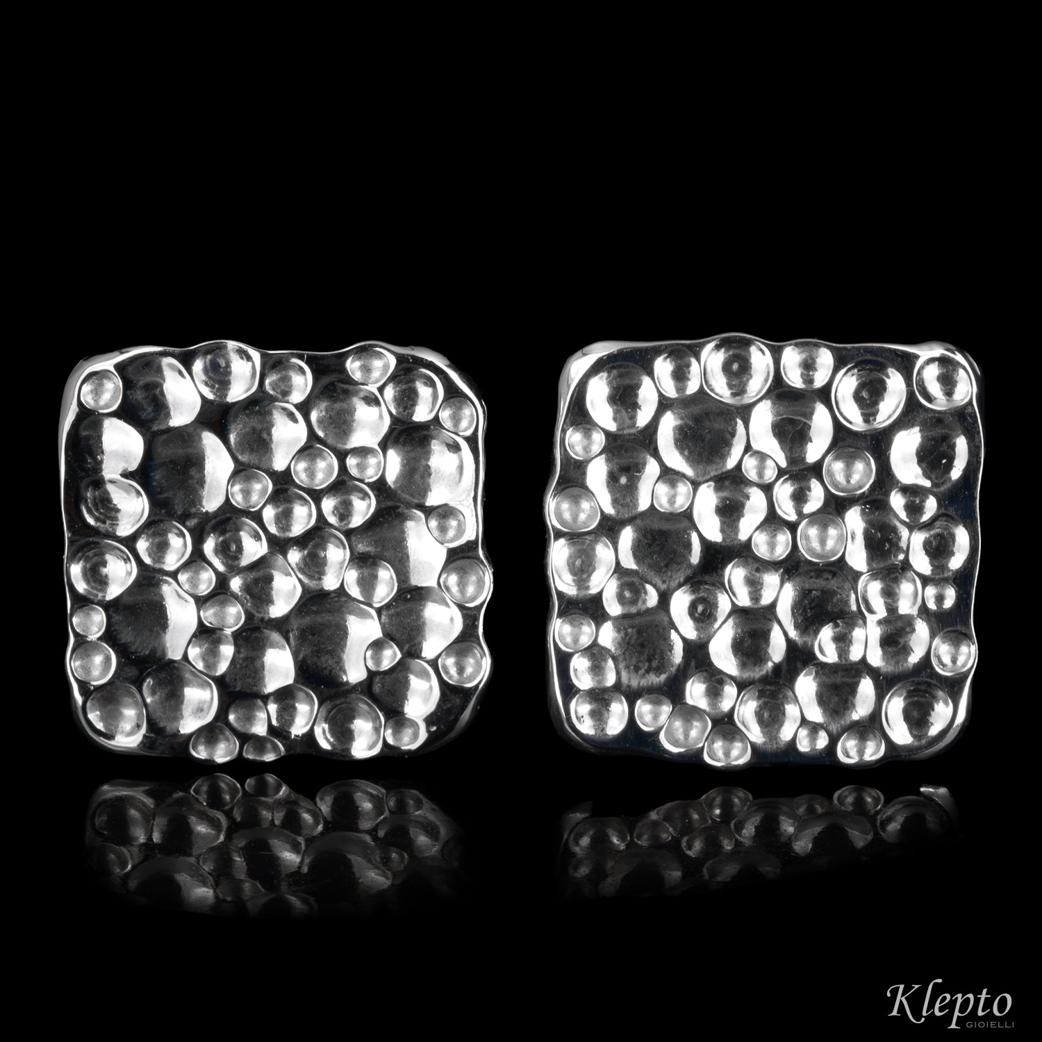 Gemelli in Argento Silnova® quadrati martellati