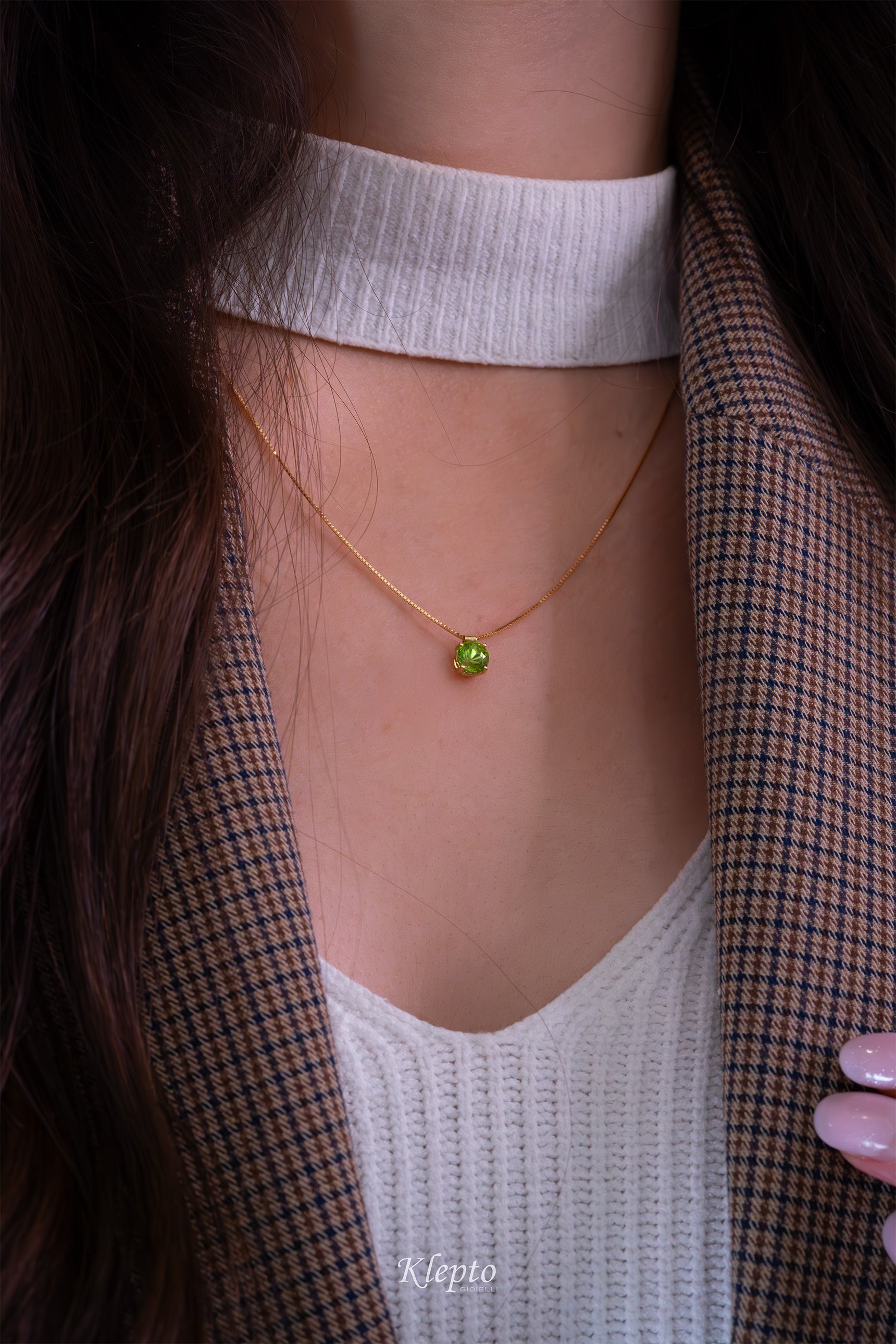 Pendente in oro giallo con Peridoto