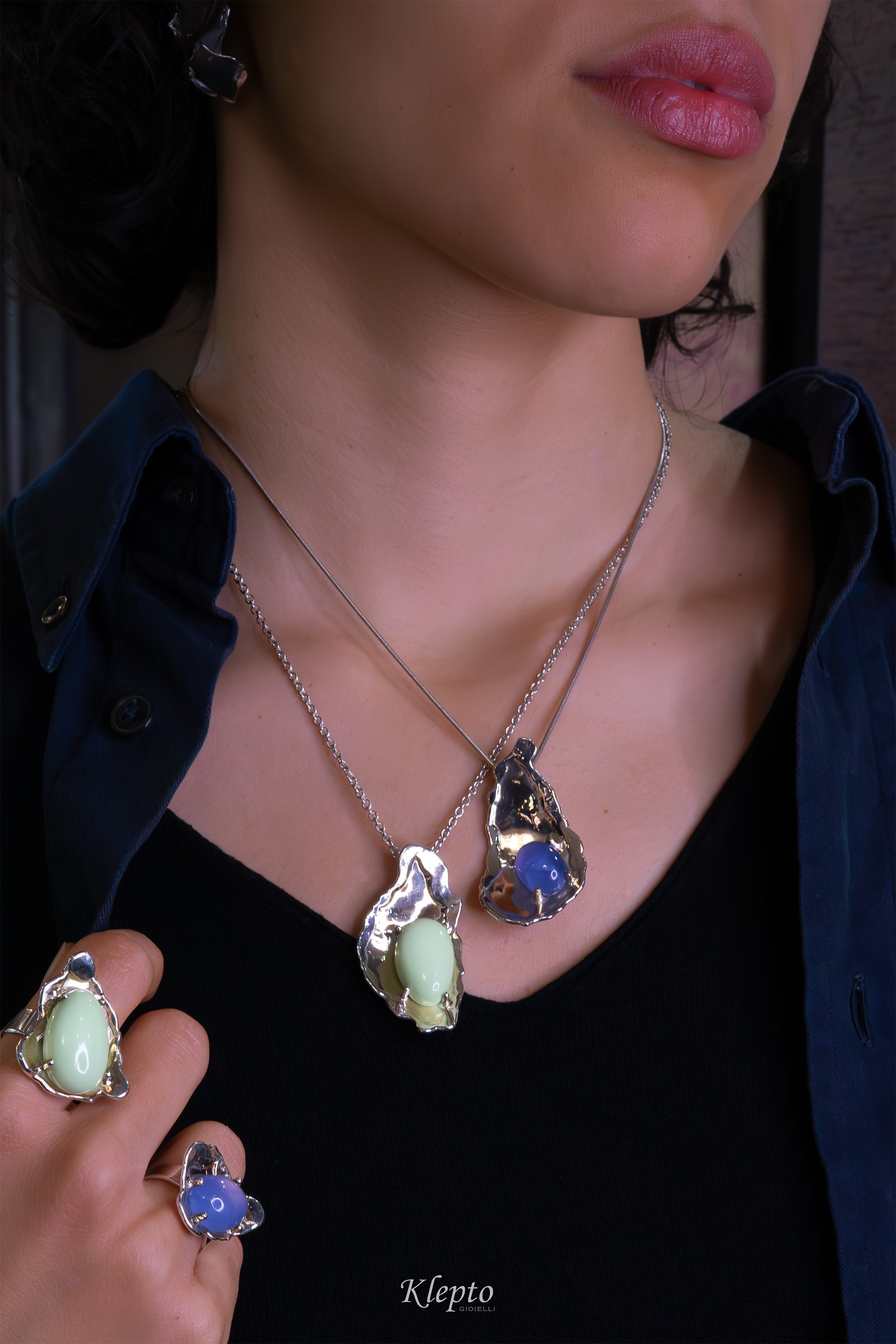 Pendente in Argento Silnova® con Gaspeite