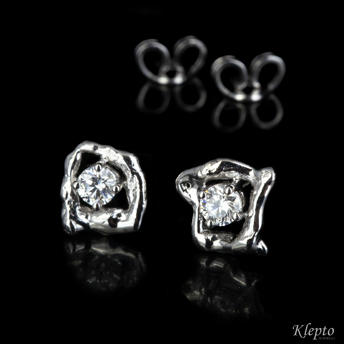 Orecchini in oro bianco Pepita con Diamanti