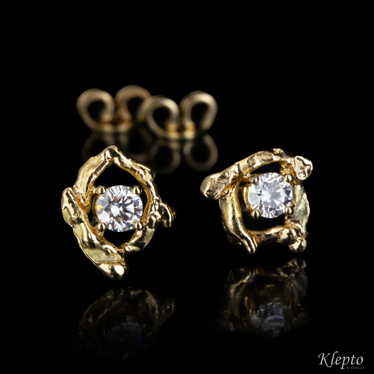 Orecchini in oro giallo con Diamanti "Pepita"