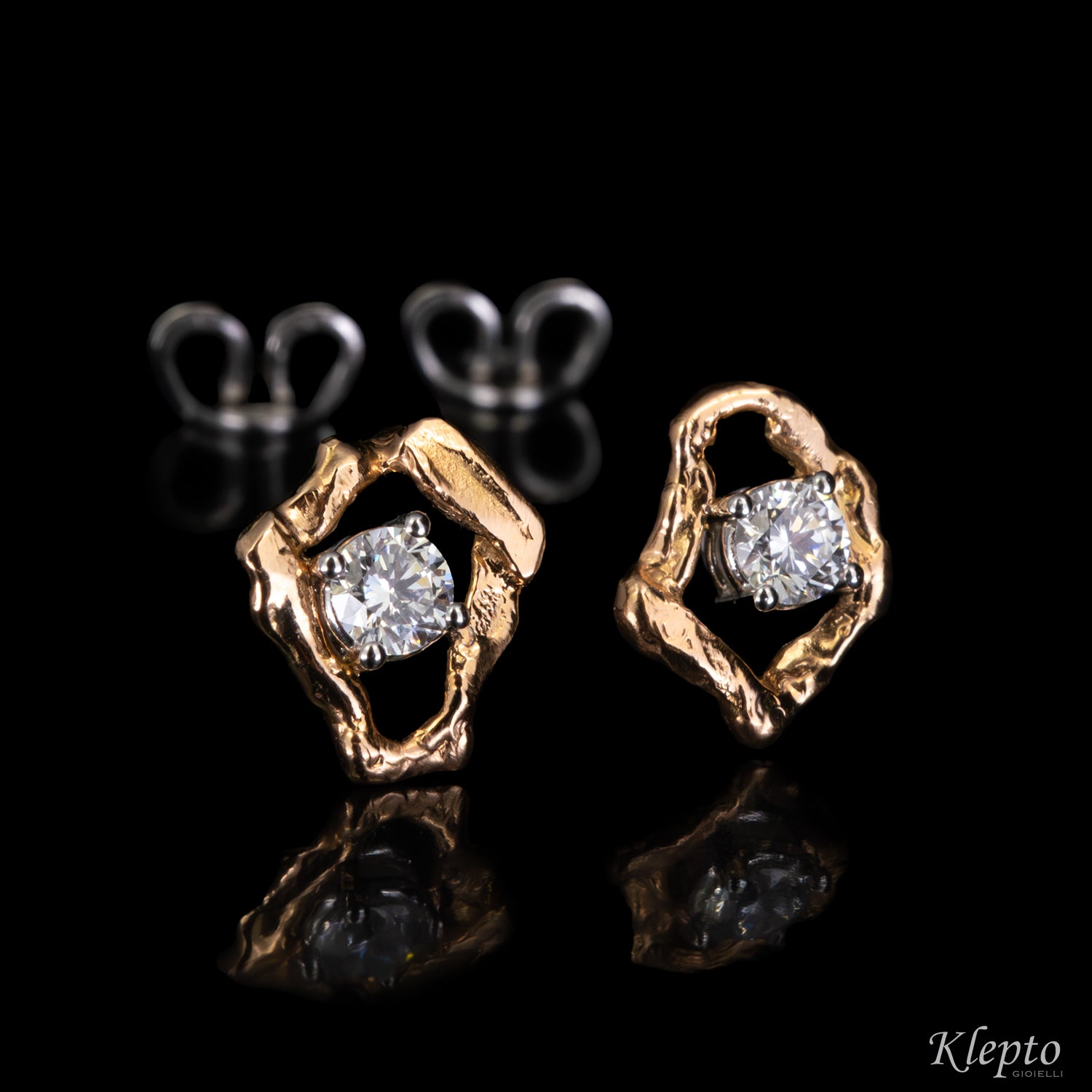 Orecchini in oro bianco e rosa con Diamanti "Pepita"