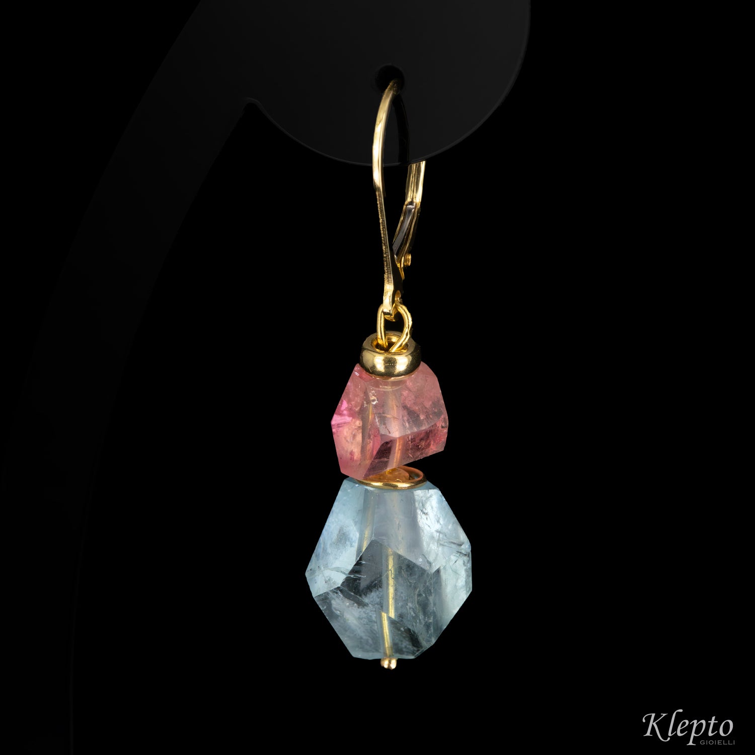 Orecchini in oro giallo con Tormaline e Acquamarine