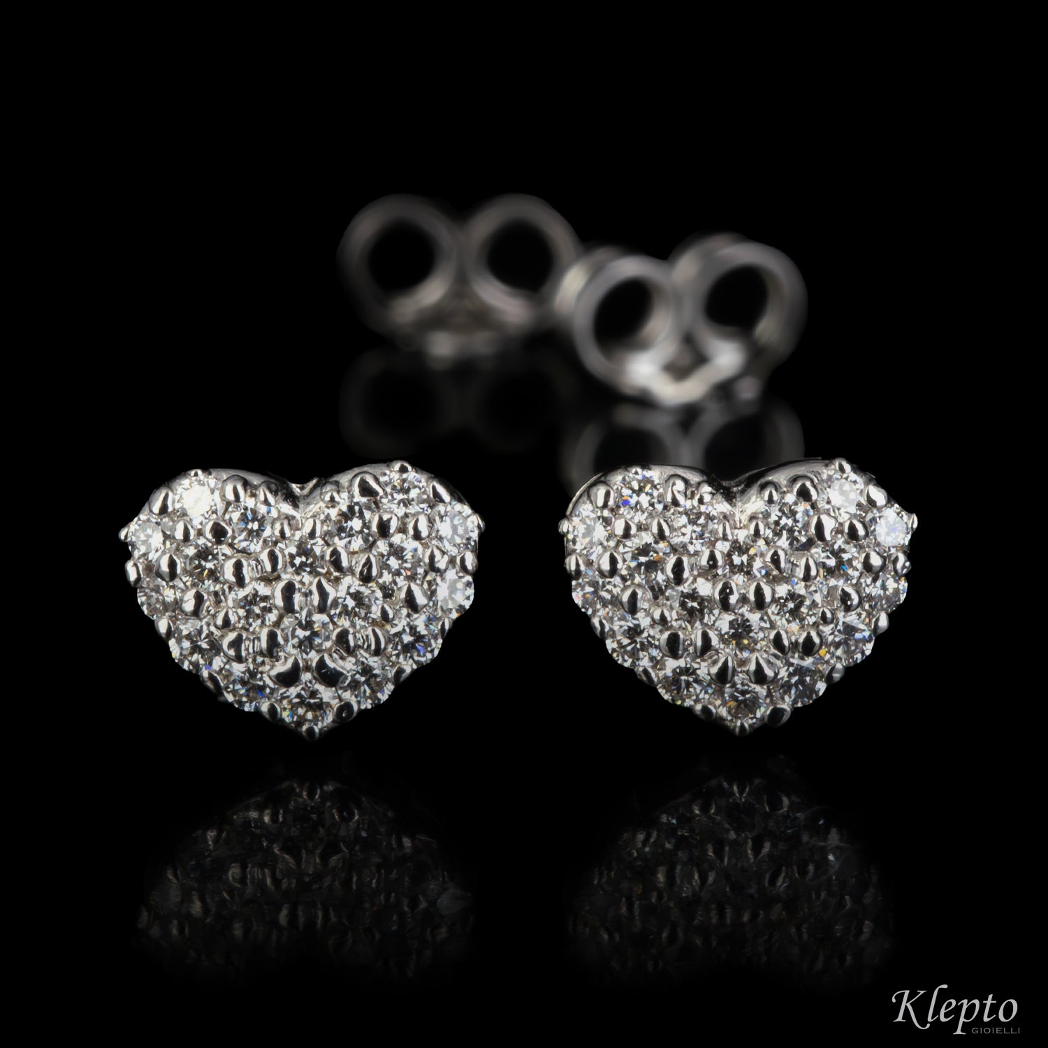 Orecchini in oro bianco cuore con Diamanti