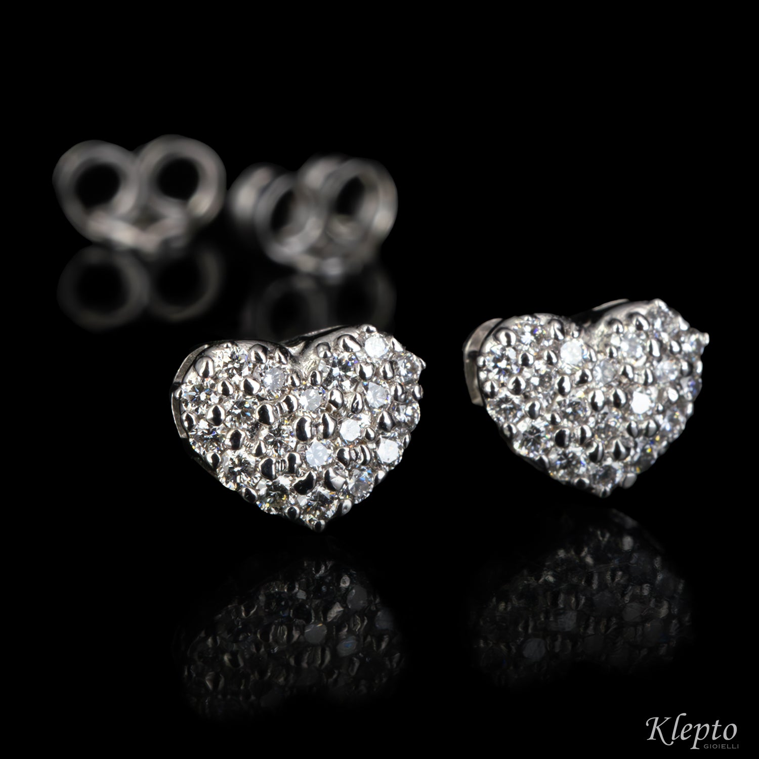 Orecchini in oro bianco cuore con Diamanti