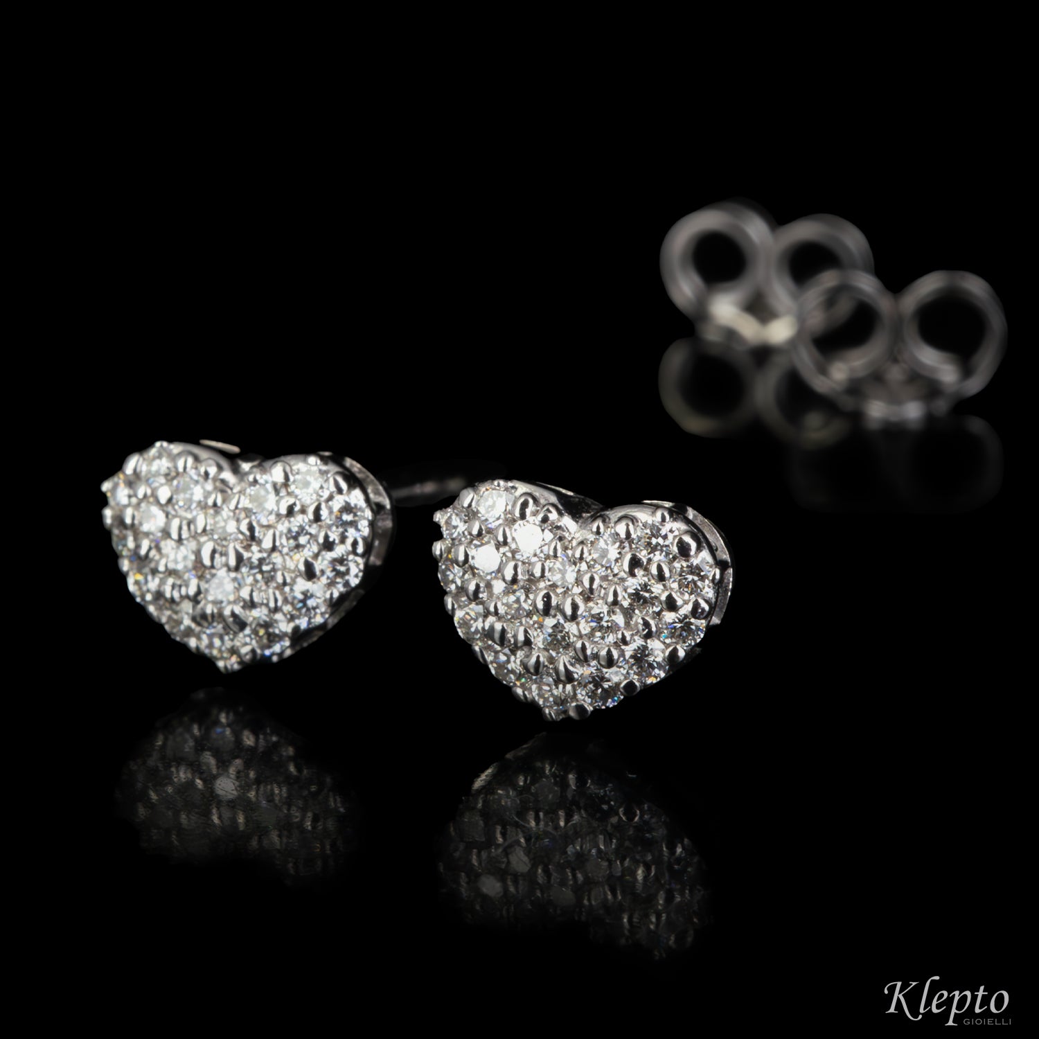 Orecchini in oro bianco cuore con Diamanti