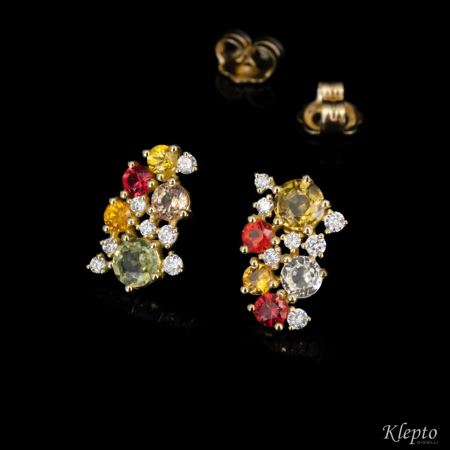 Orecchini in oro giallo con Zaffiri e Diamanti