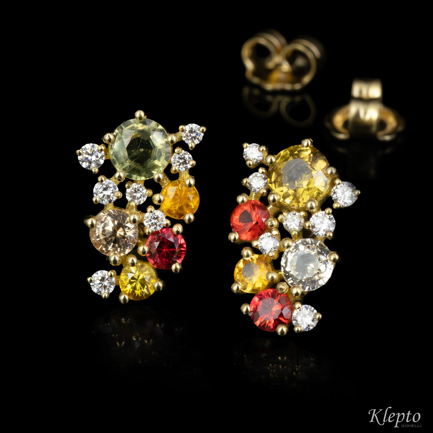 Orecchini in oro giallo con Zaffiri e Diamanti