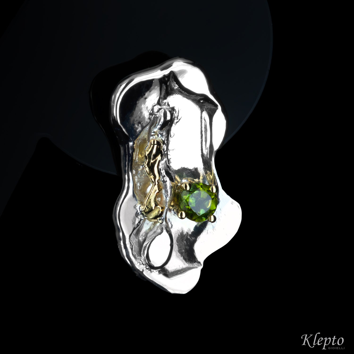Orecchini in Argento Silnova® con Tormaline e dettagli in oro giallo