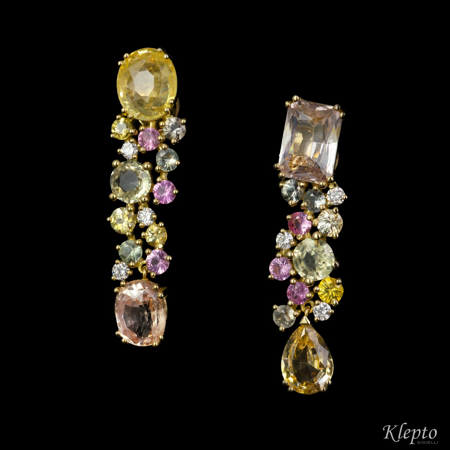 Orecchini in oro giallo con Zaffiri e Diamanti