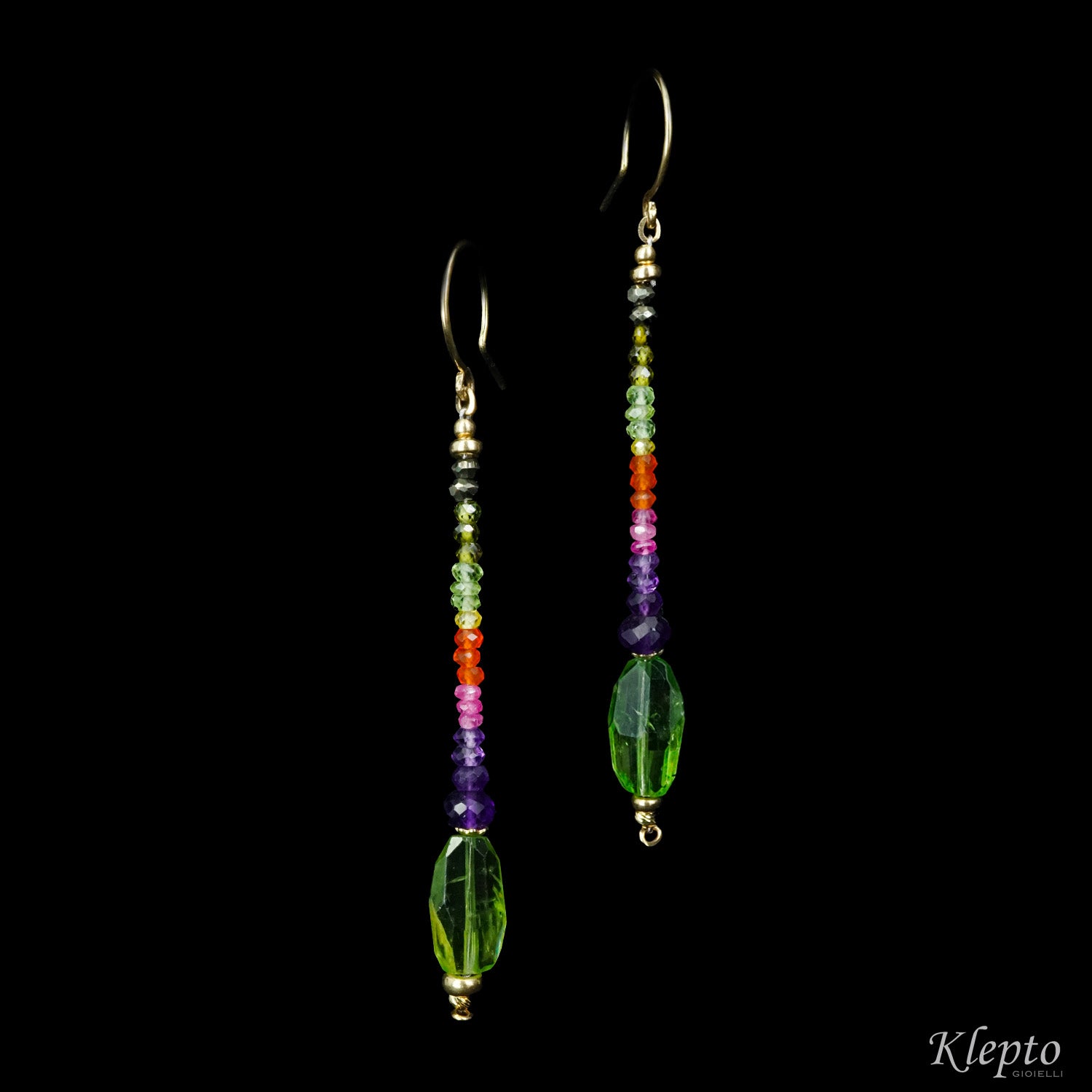 Orecchini in oro giallo Rainbow con pietre