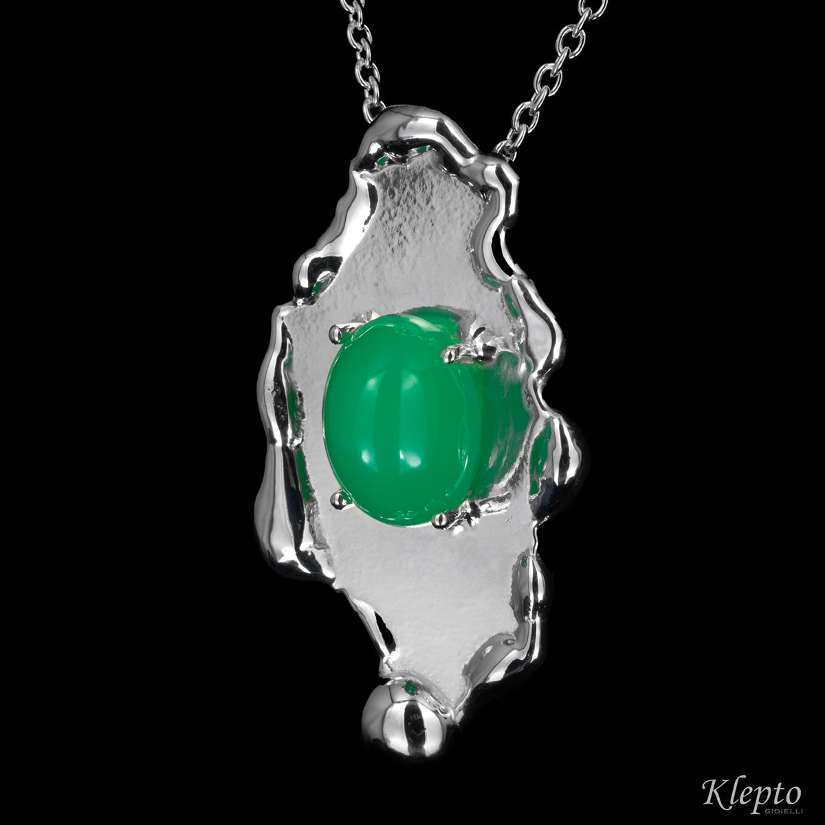 Pendente in Argento Silnova® con Crisoprasio
