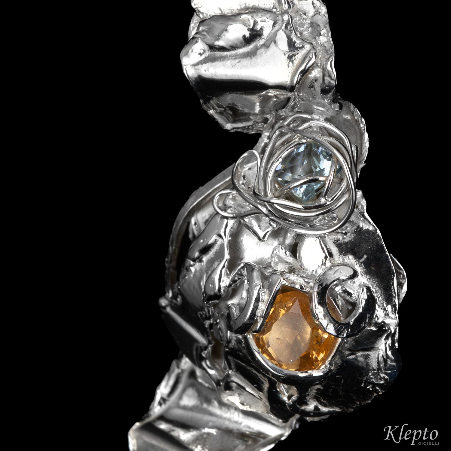 Pendente in Argento Silnova® con Acquamarina e Citrino
