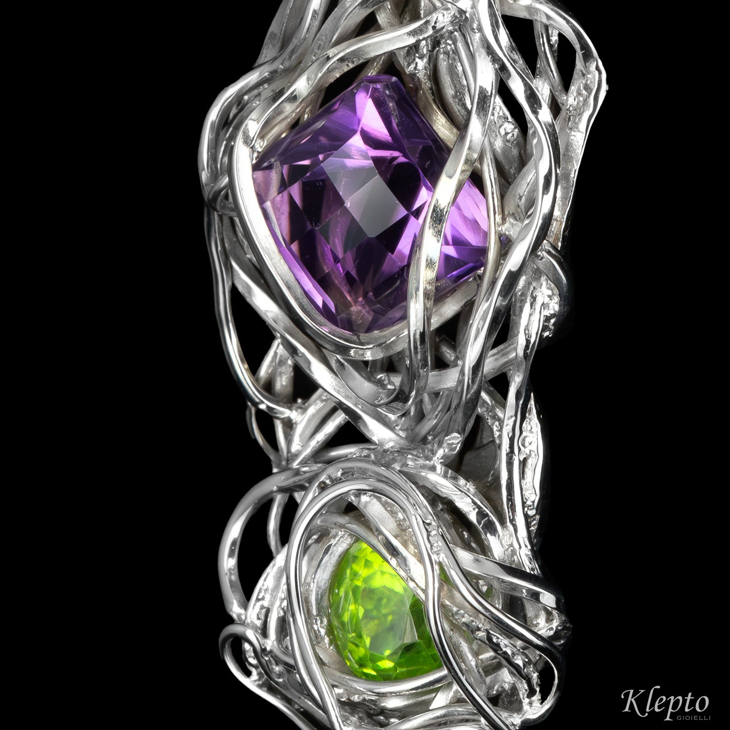 Pendente in Argento Silnova® con Ametista e Peridoto