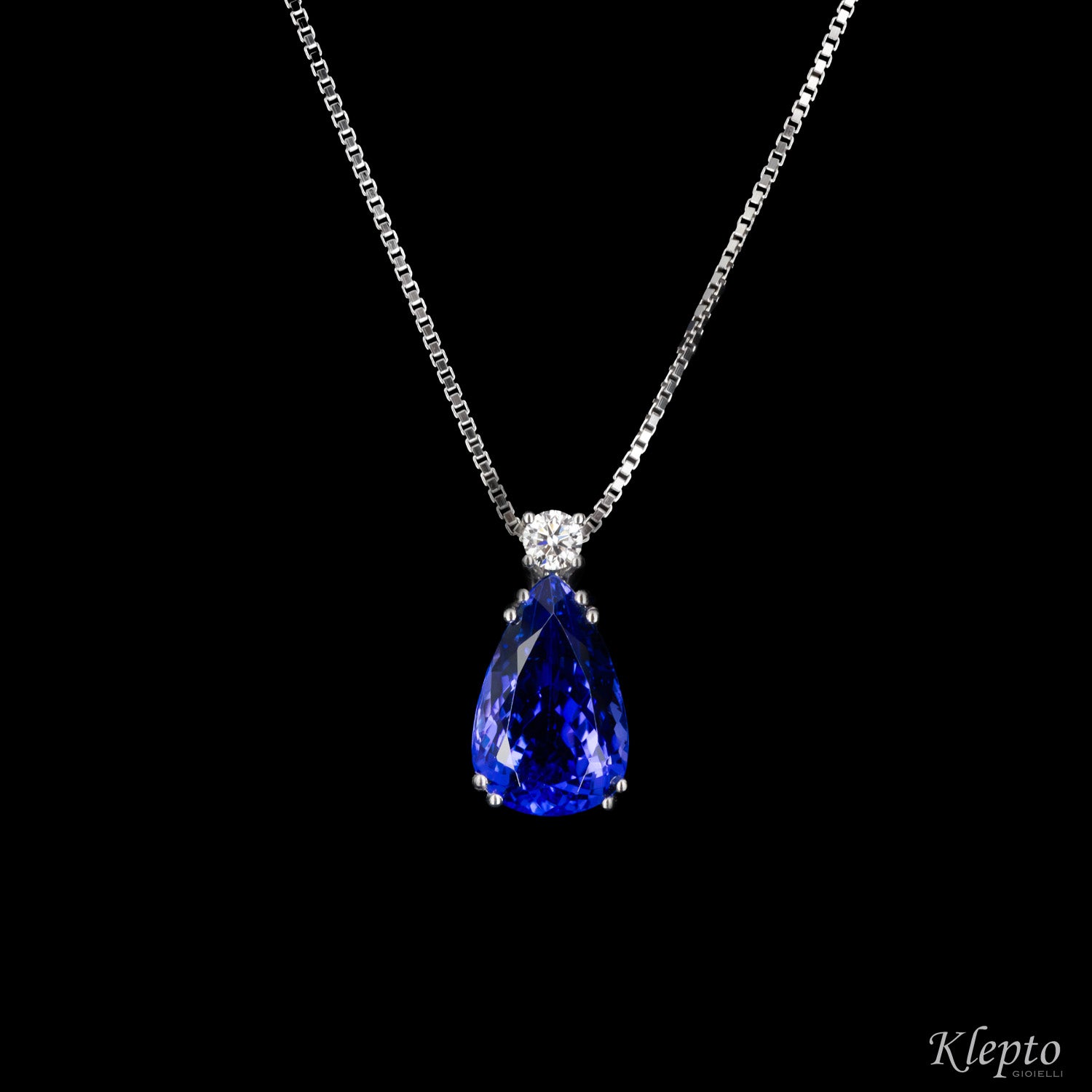 Pendente in oro bianco con Tanzanite e Diamante