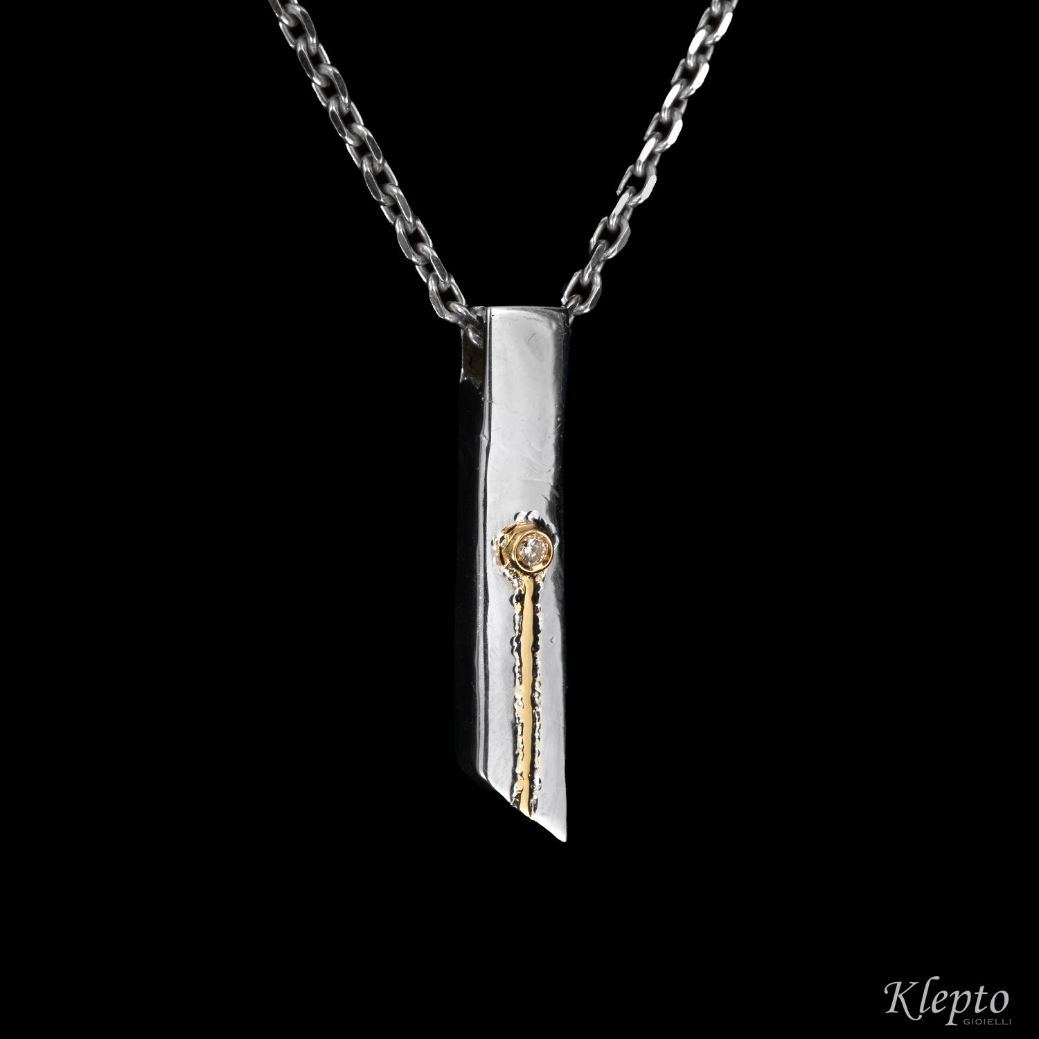 Pendente in Argento Silnova® con Diamante e dettagli in oro giallo