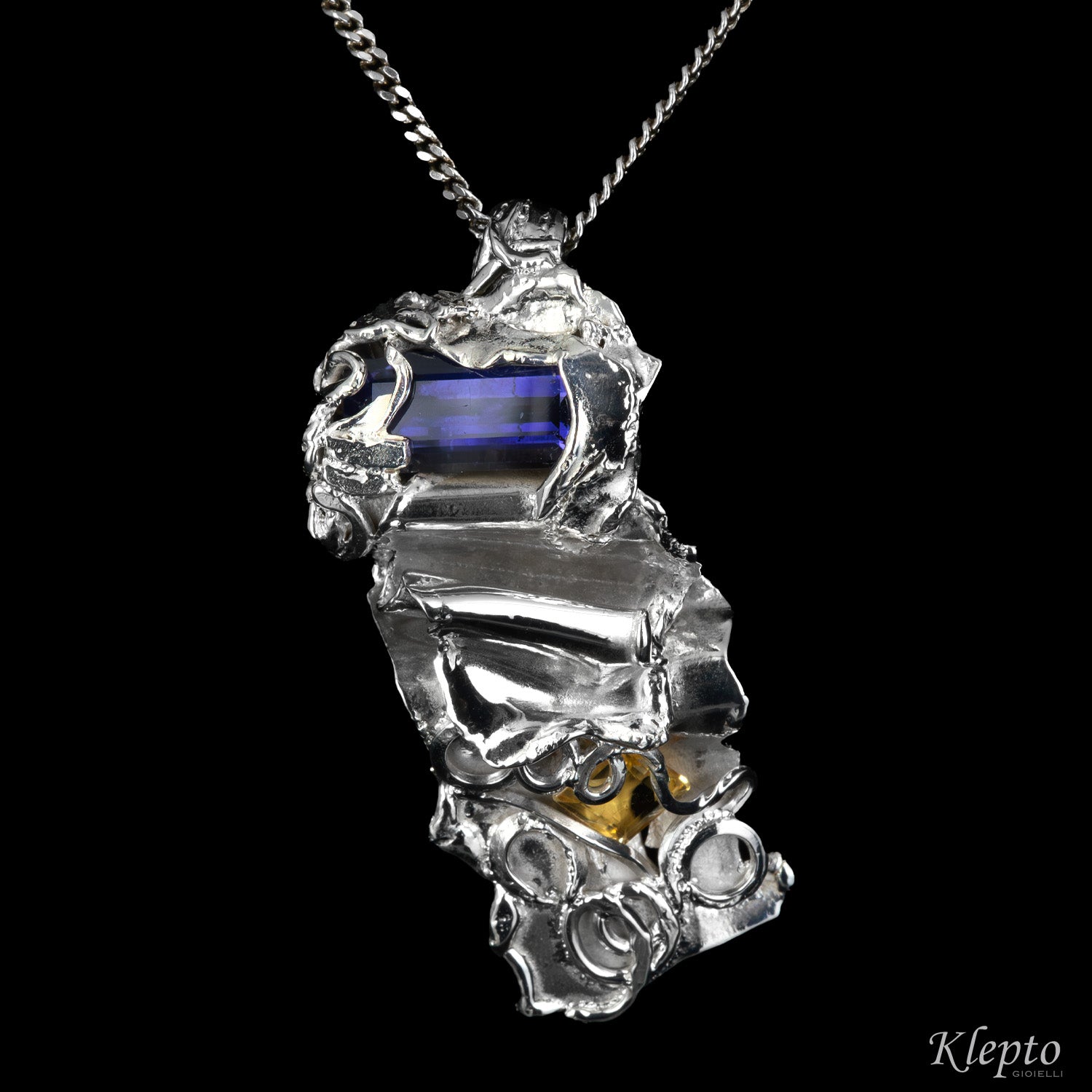 Pendente in Argento Silnova® con Iolite e Citrino