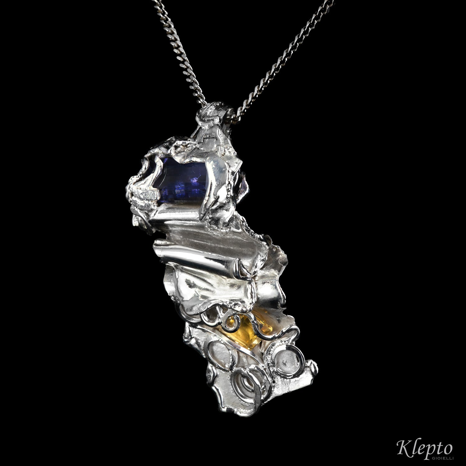 Pendente in Argento Silnova® con Iolite e Citrino