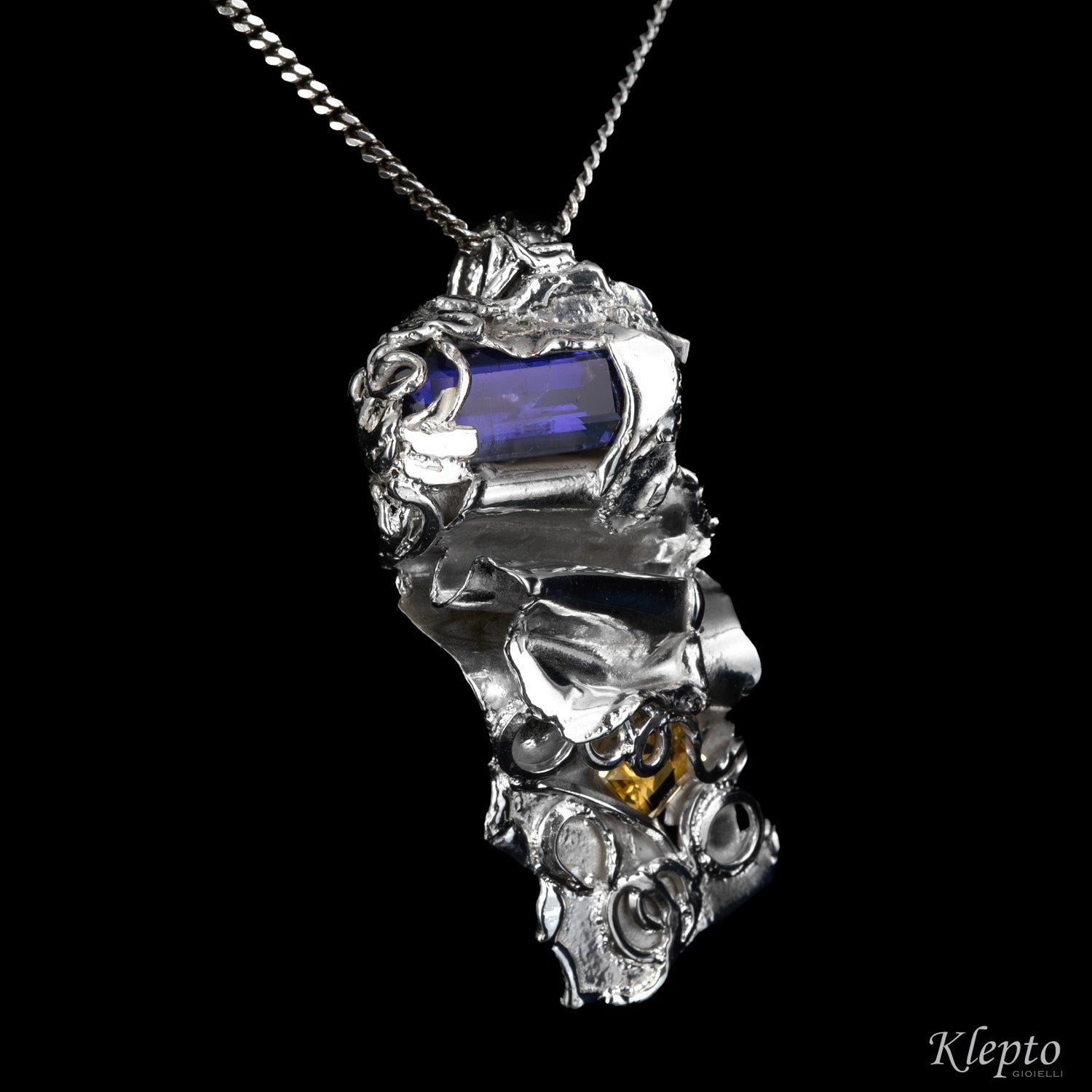 Pendente in Argento Silnova® con Iolite e Citrino